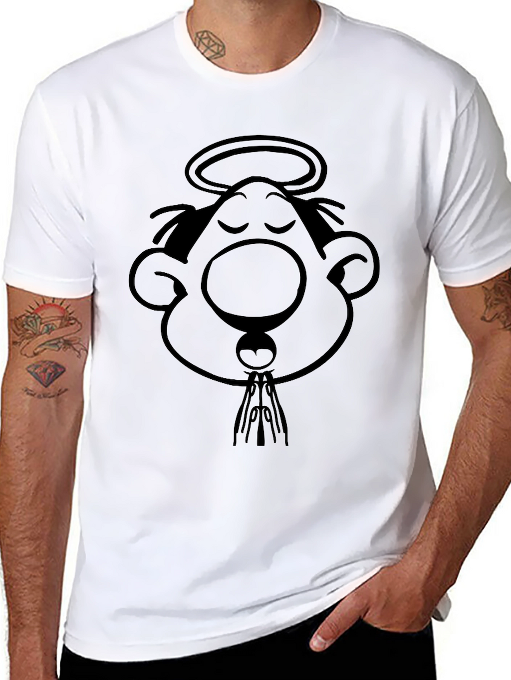 Cartoon Angel Black T-Shirt