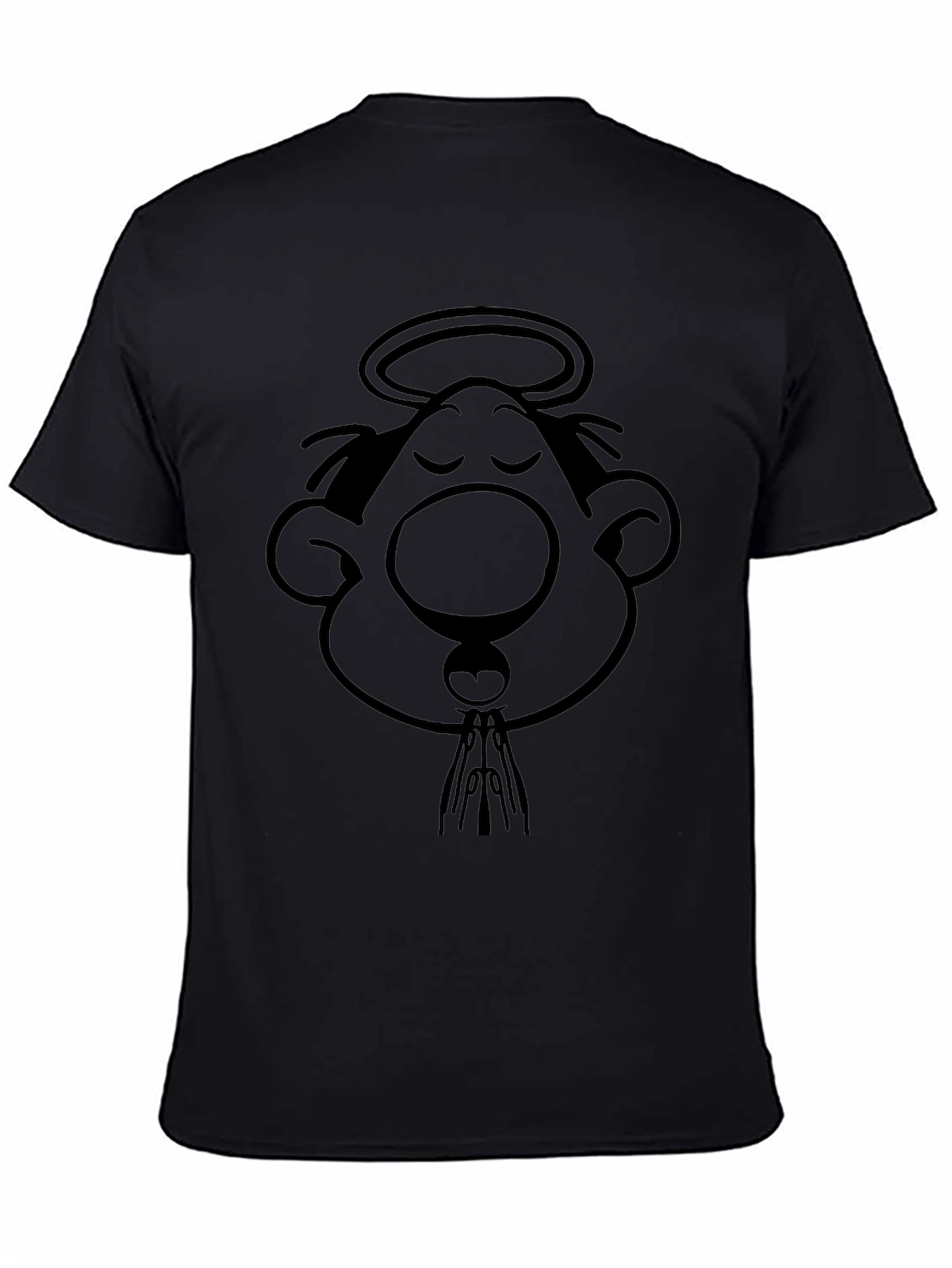 Cartoon Angel Black T-Shirt