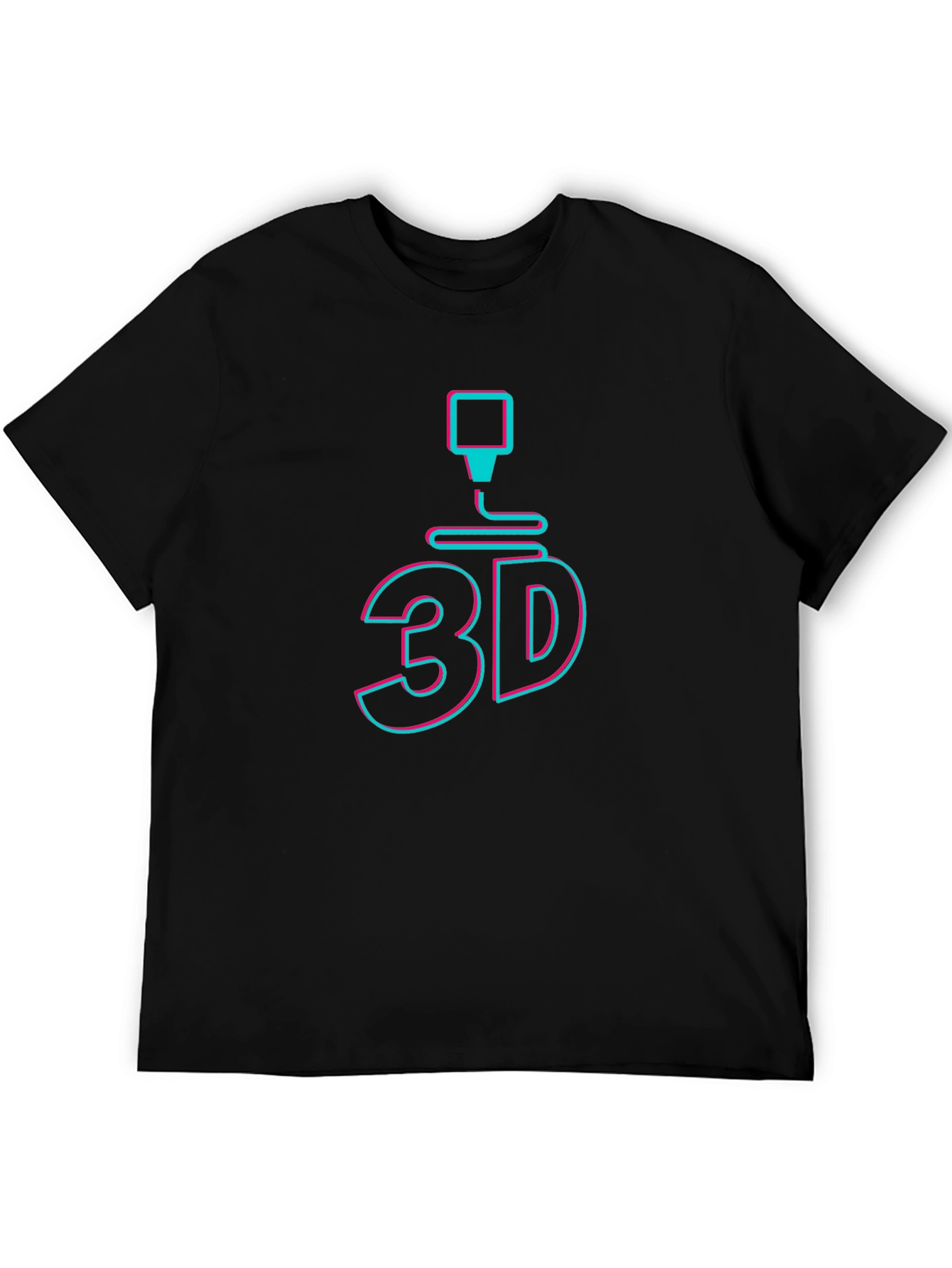 3D Printing Graphic Tee - Black Cotton T-Shirt