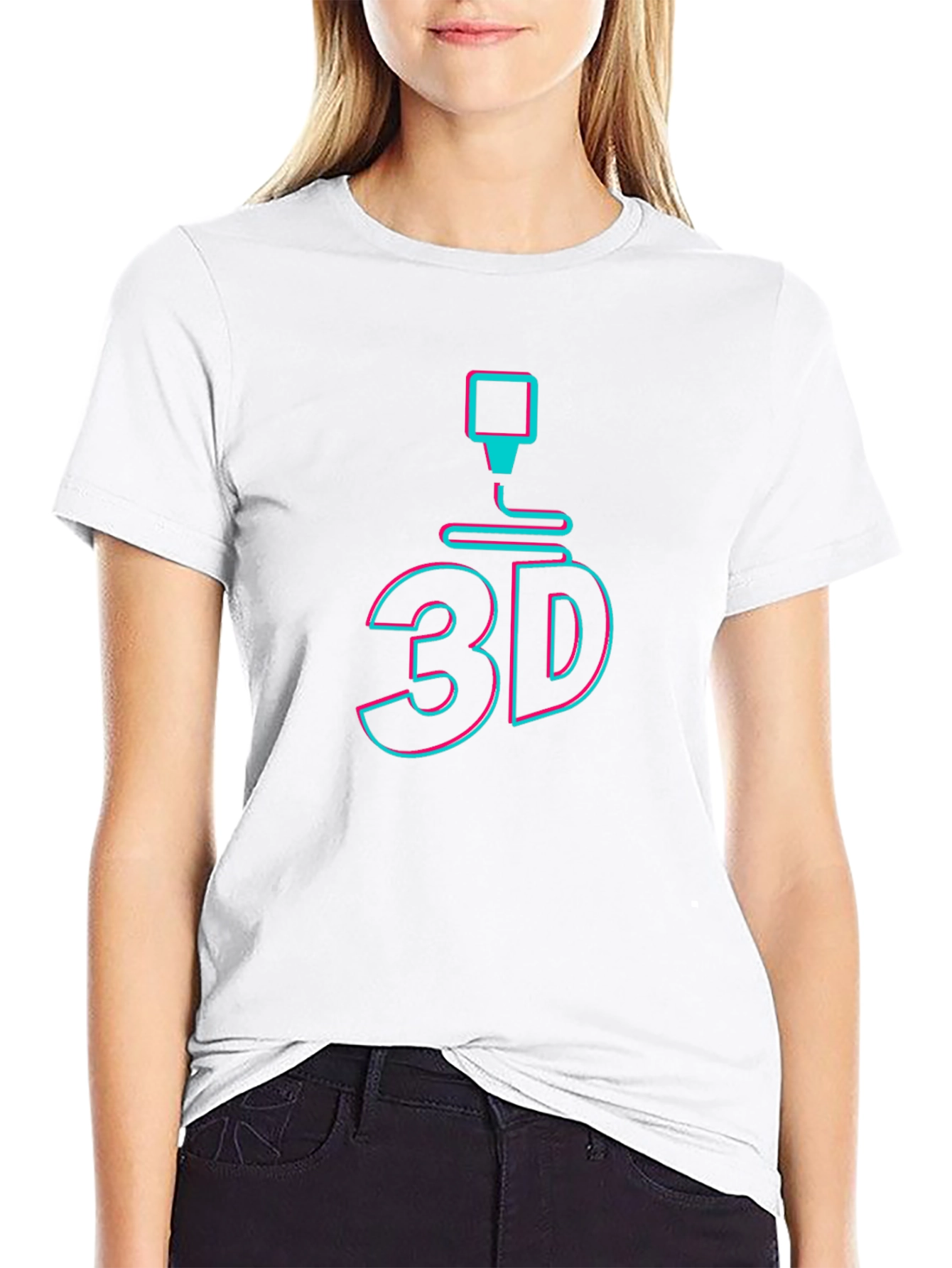 3D Printing Graphic Tee - Black Cotton T-Shirt