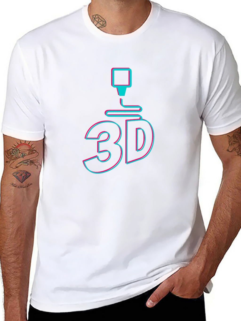 3D Printing Graphic Tee - Black Cotton T-Shirt