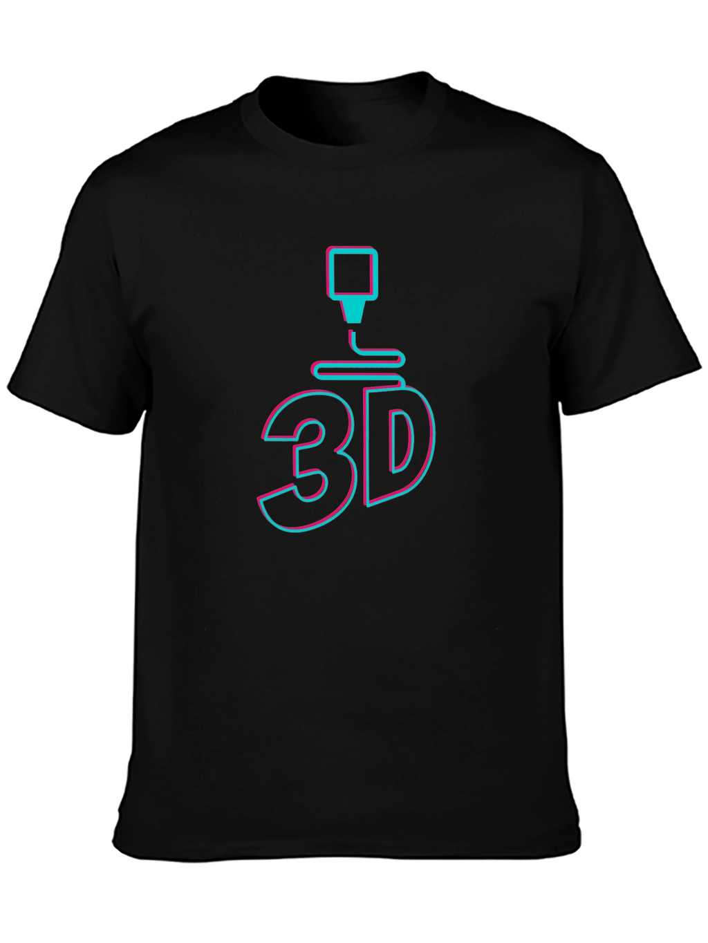 3D Printing Graphic Tee - Black Cotton T-Shirt