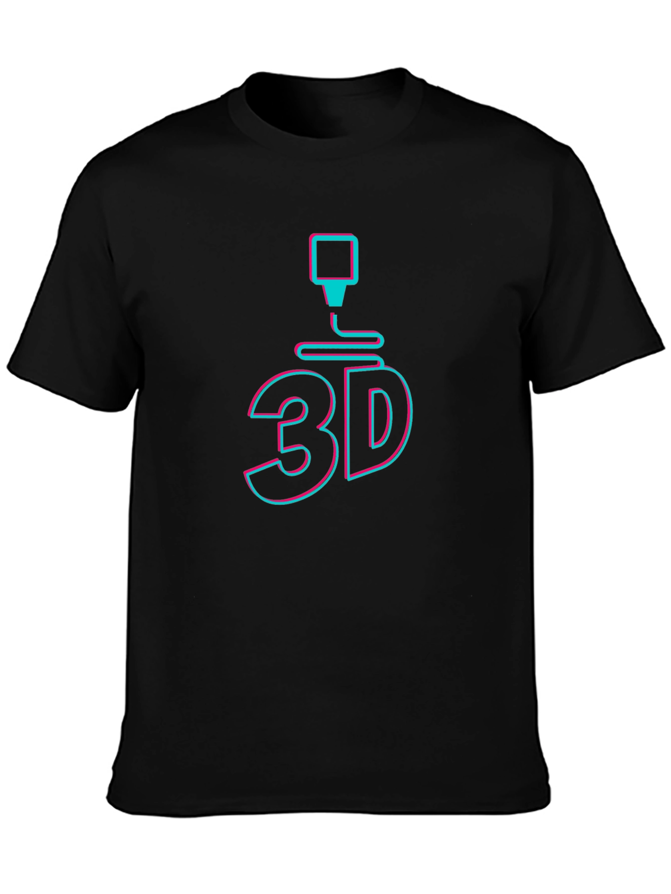 3D Printing Graphic Tee - Black Cotton T-Shirt