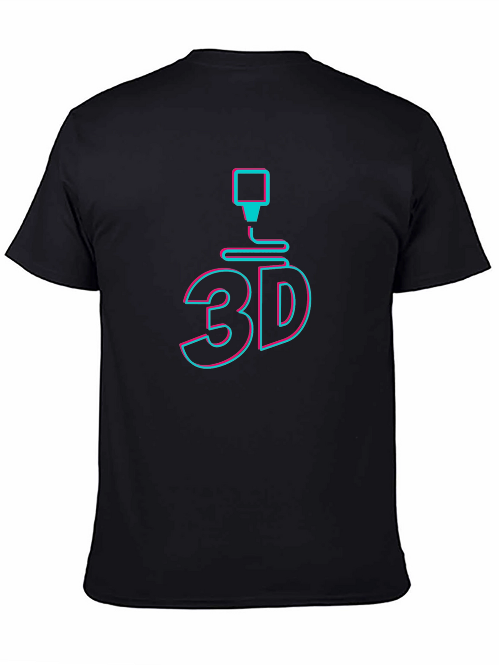 3D Printing Graphic Tee - Black Cotton T-Shirt