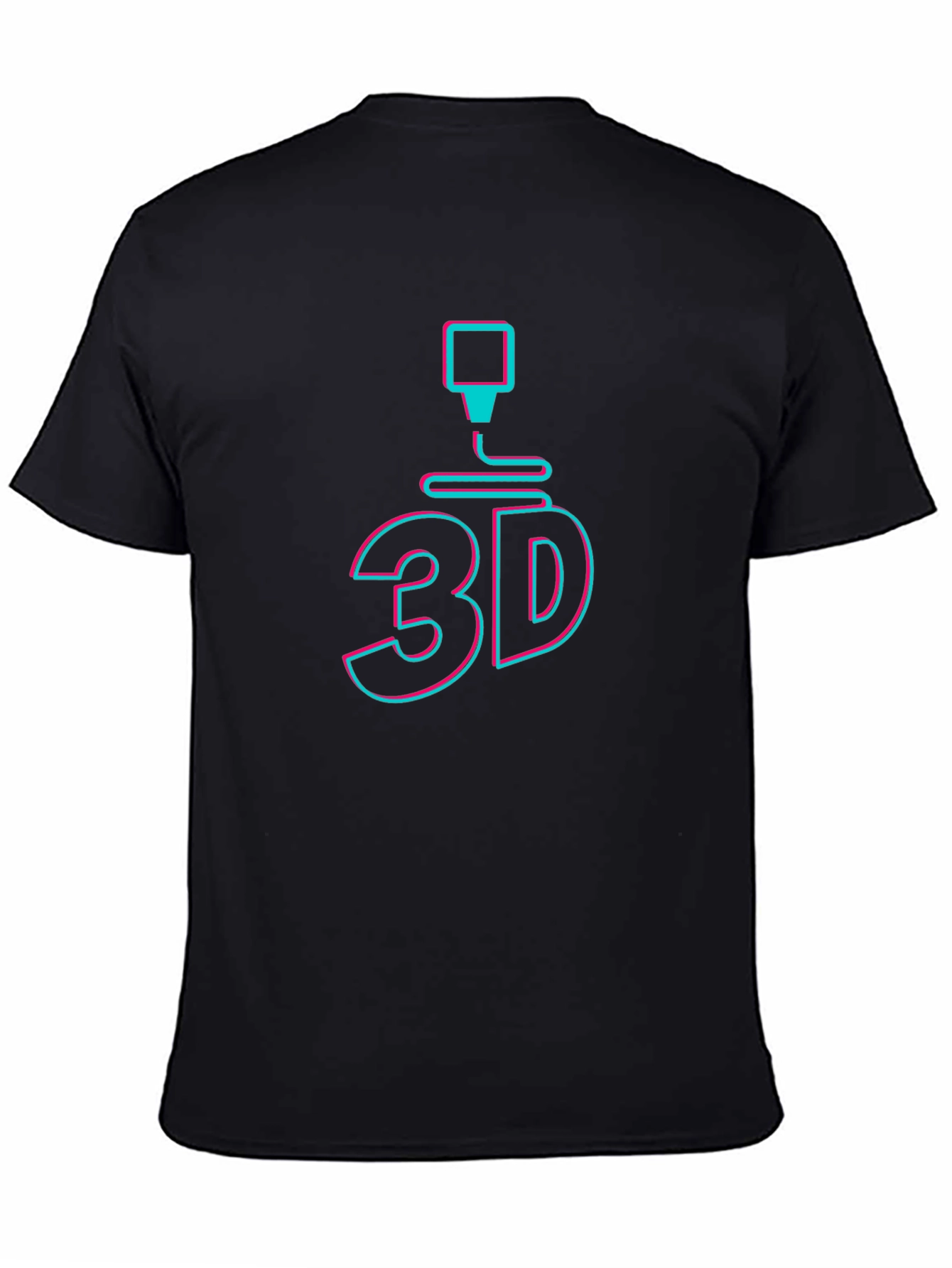 3D Printing Graphic Tee - Black Cotton T-Shirt