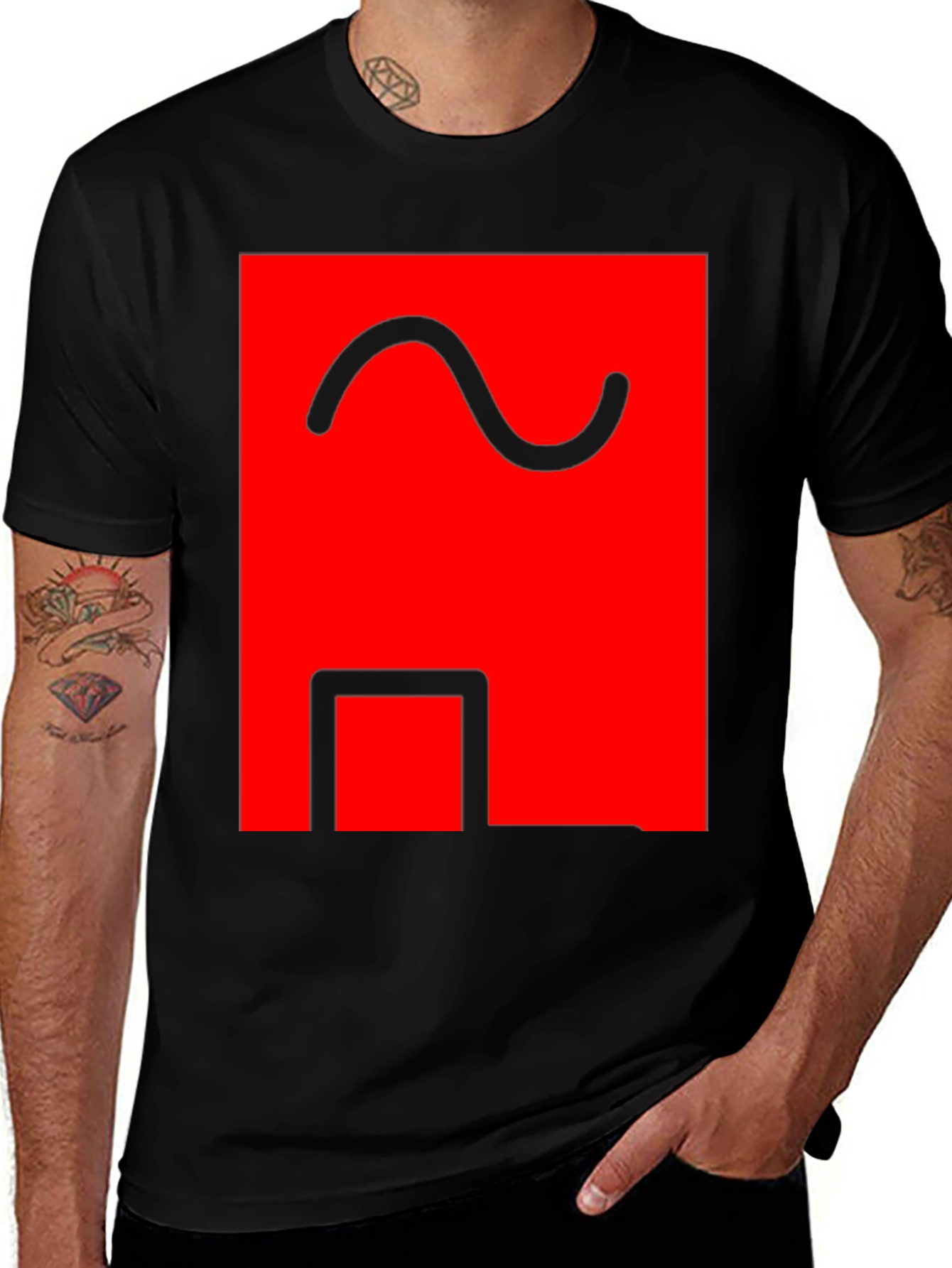 Abstract Graphic Tee - Red & Black