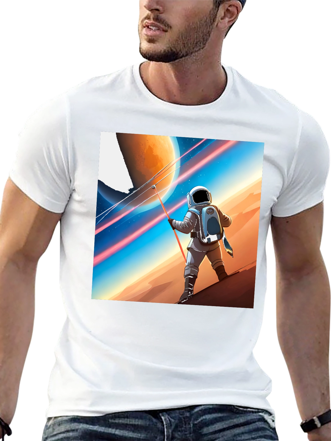Astronaut Mars Landscape Graphic Tee