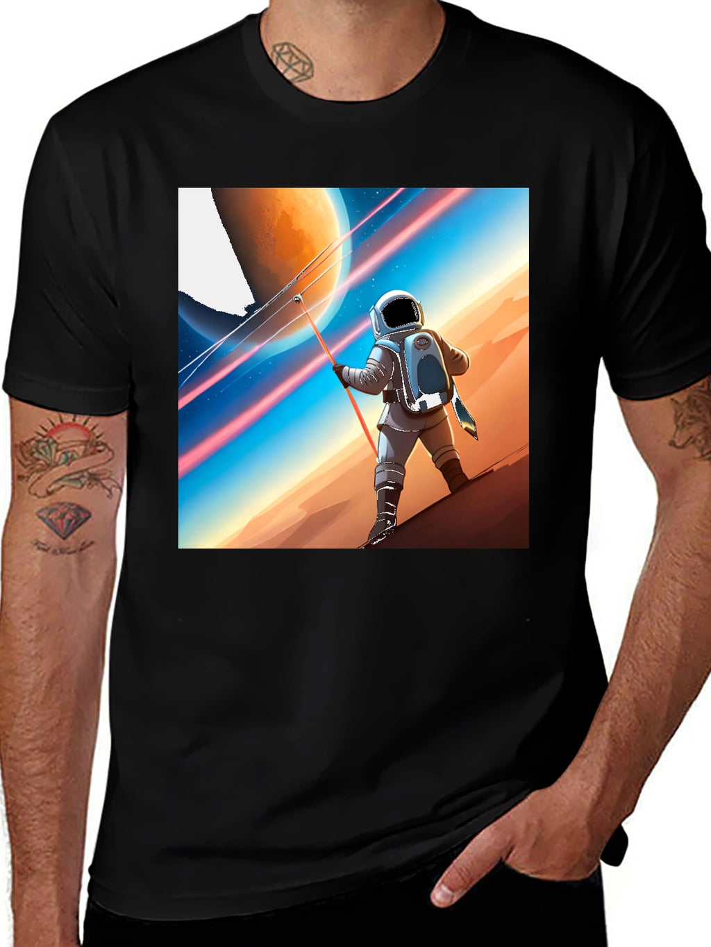 Astronaut Mars Landscape Graphic Tee