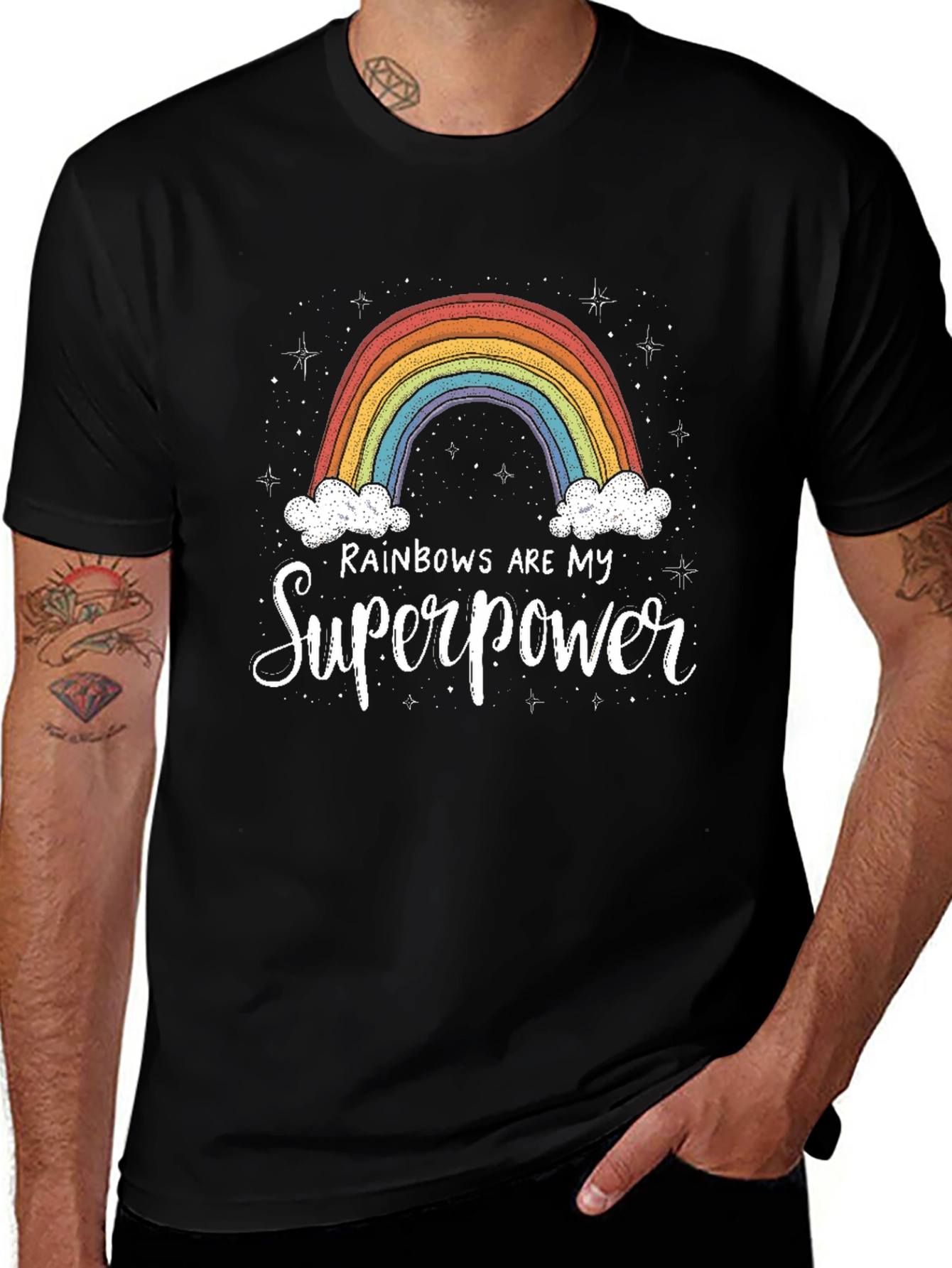 Rainbows Are My Superpower Black T-Shirt