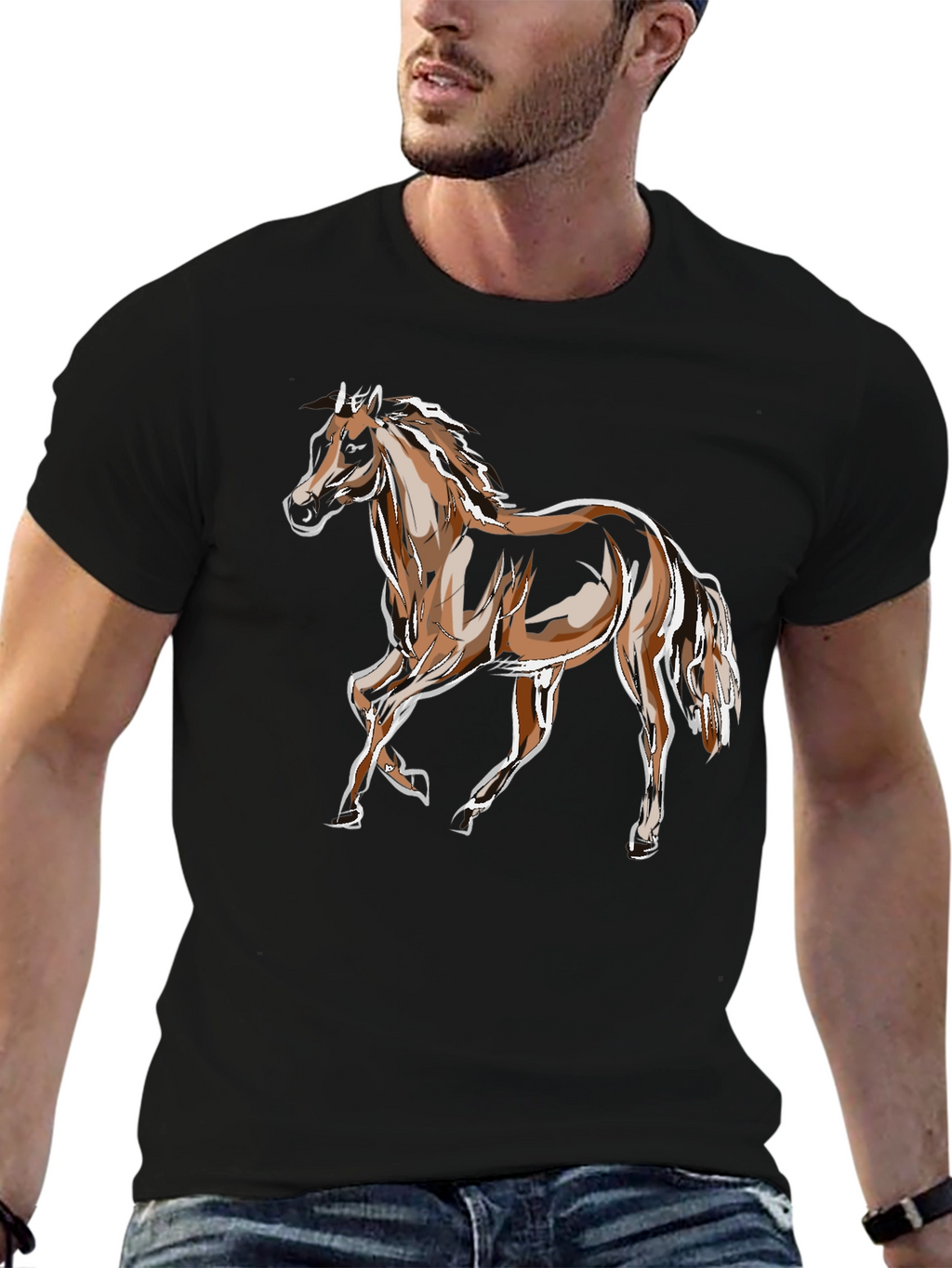 Horse Graphic Tee - Stylish Animal Print
