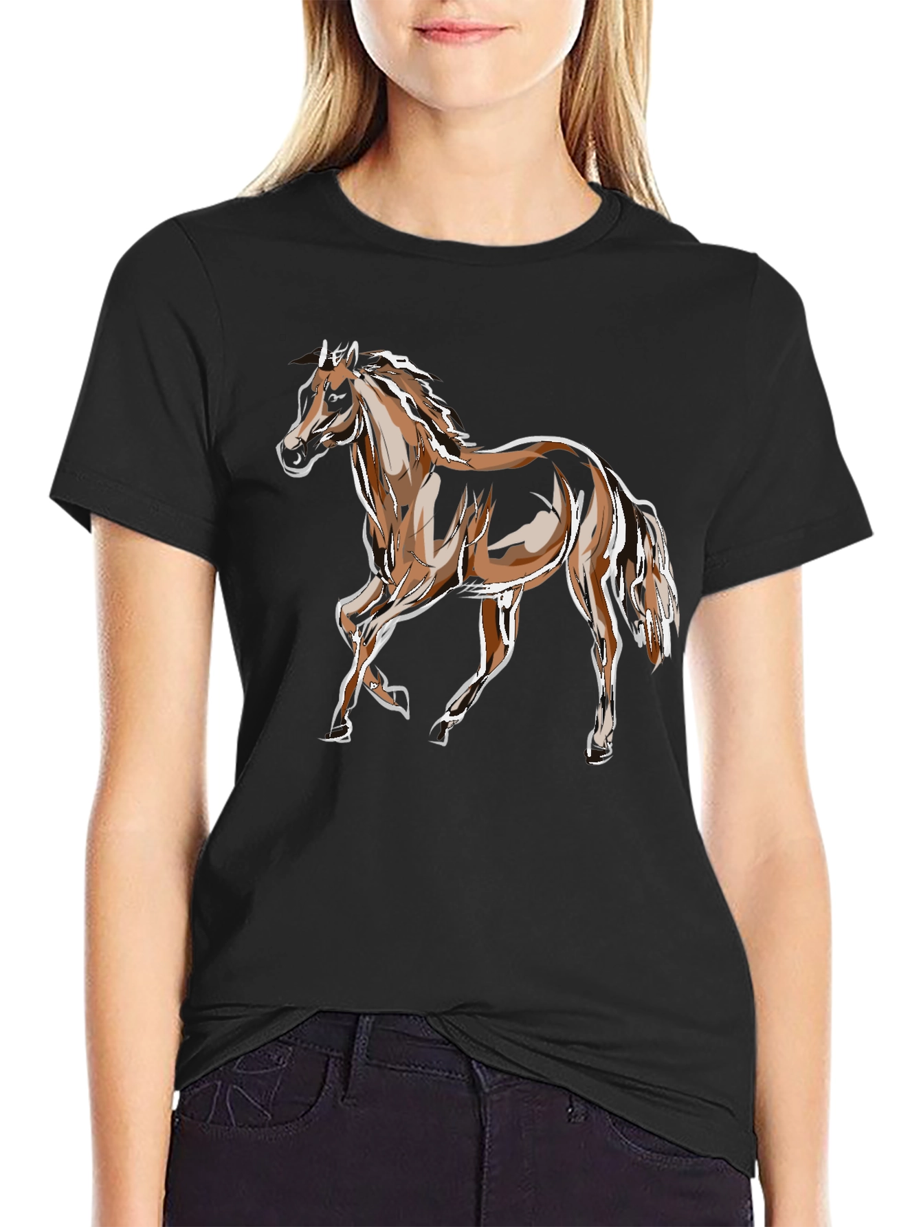 Horse Graphic Tee - Stylish Animal Print