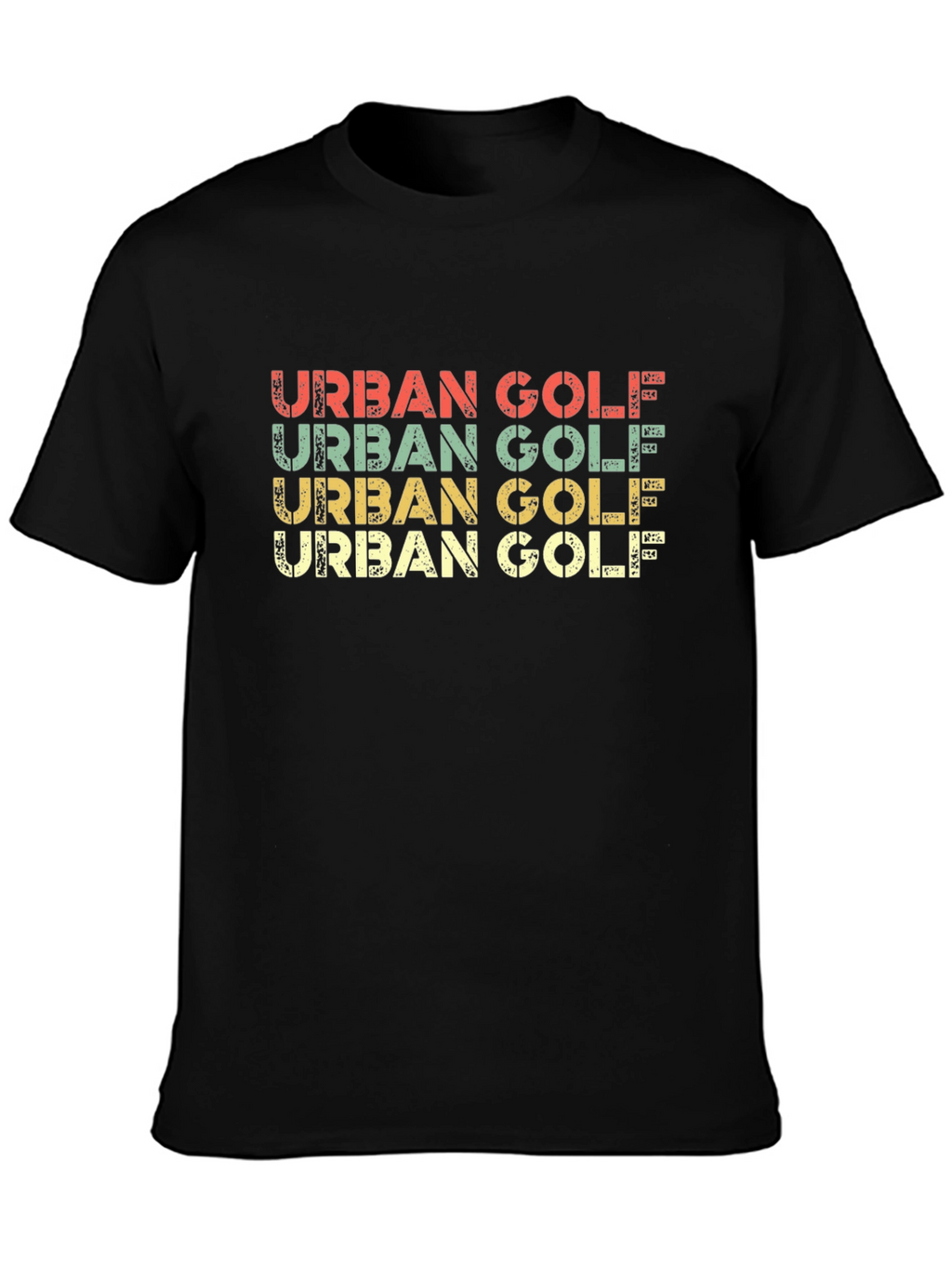 Retro Urban Golf Graphic Tee - Black