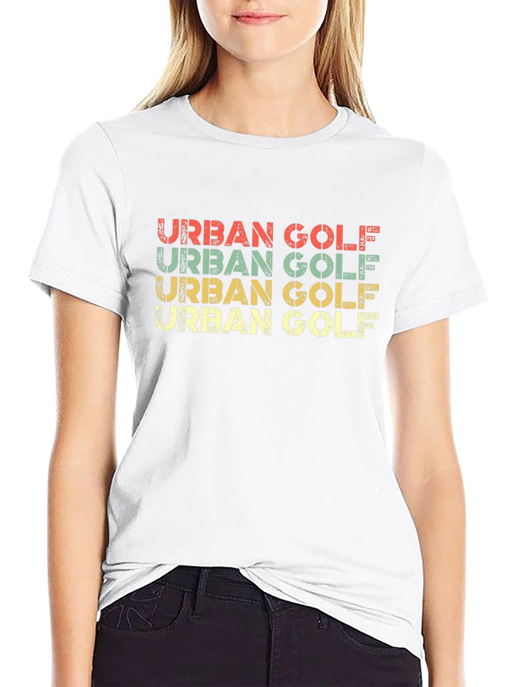 Retro Urban Golf Graphic Tee - Black