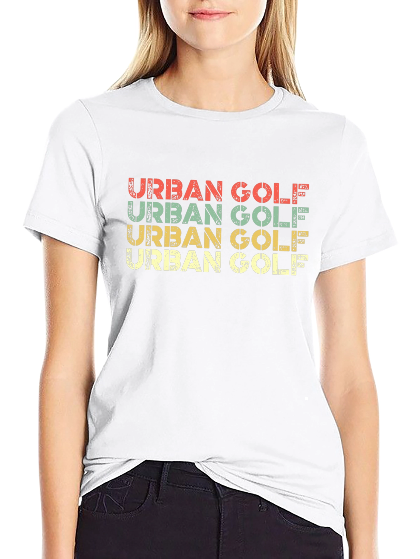 Retro Urban Golf Graphic Tee - Black