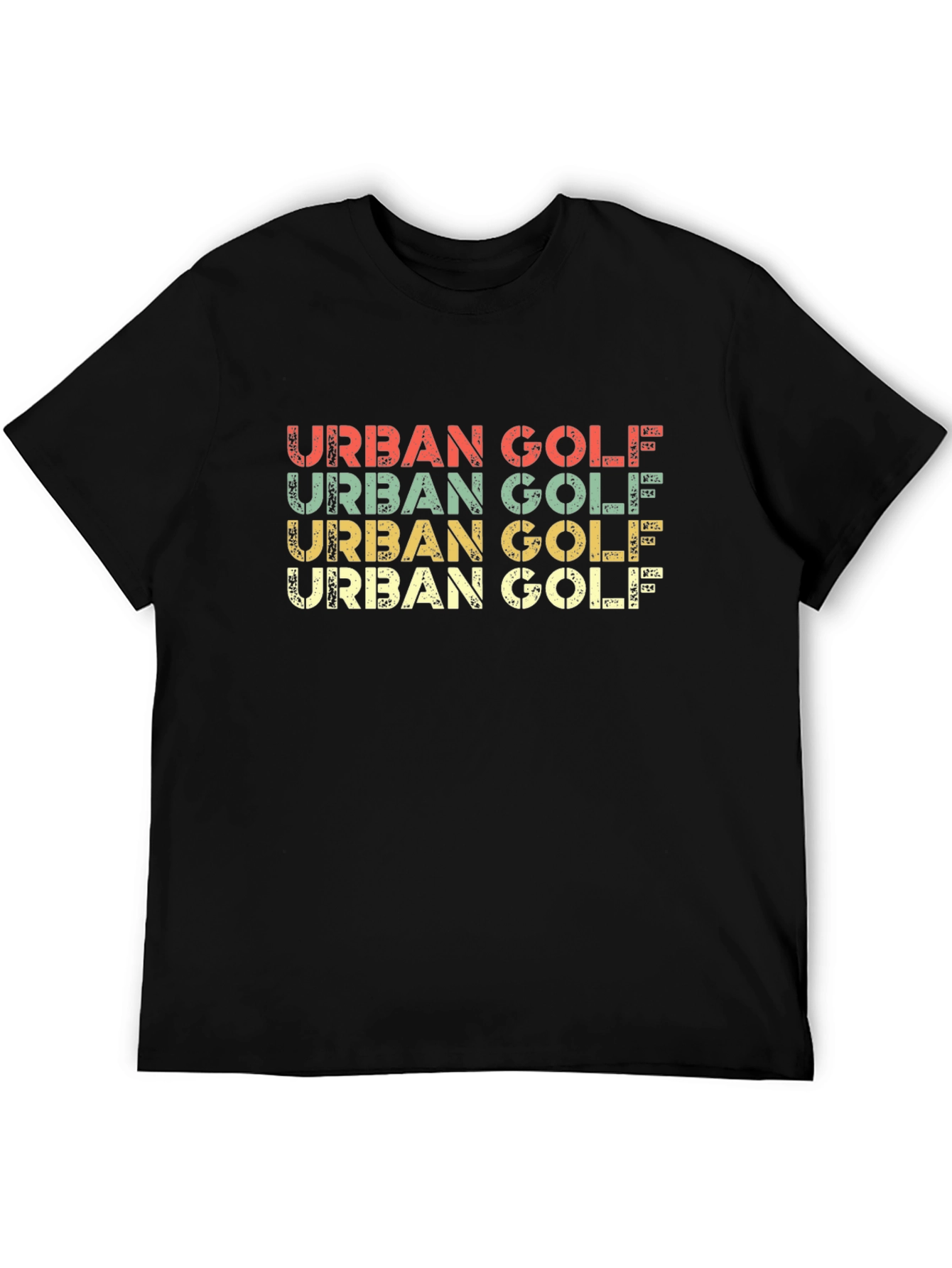 Retro Urban Golf Graphic Tee - Black