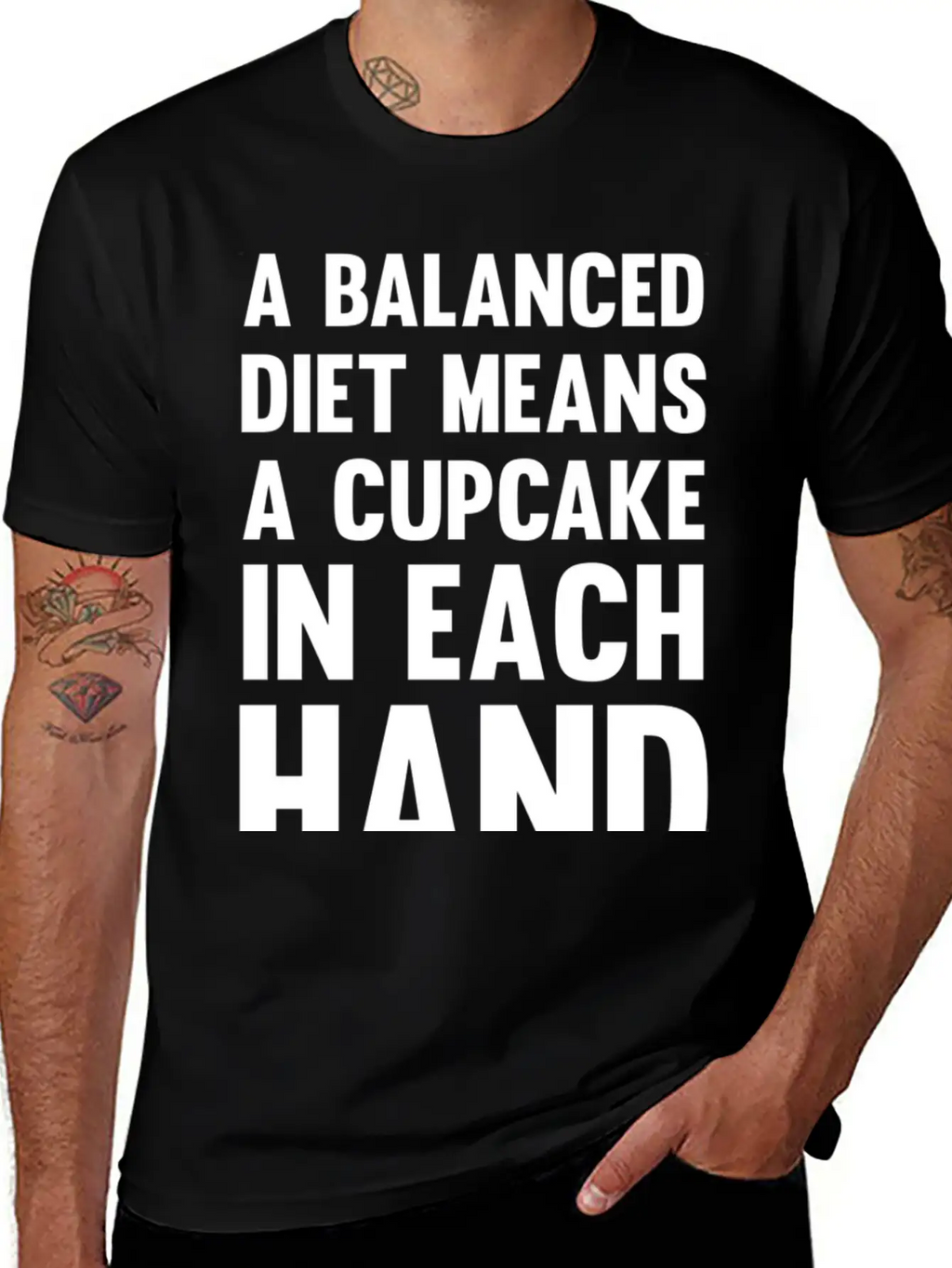 A Balanced Diet Means...| Funny Diet Saying Unisex Short Sleeve Soft Cotton T-Shirt – Casual Everyday Wear