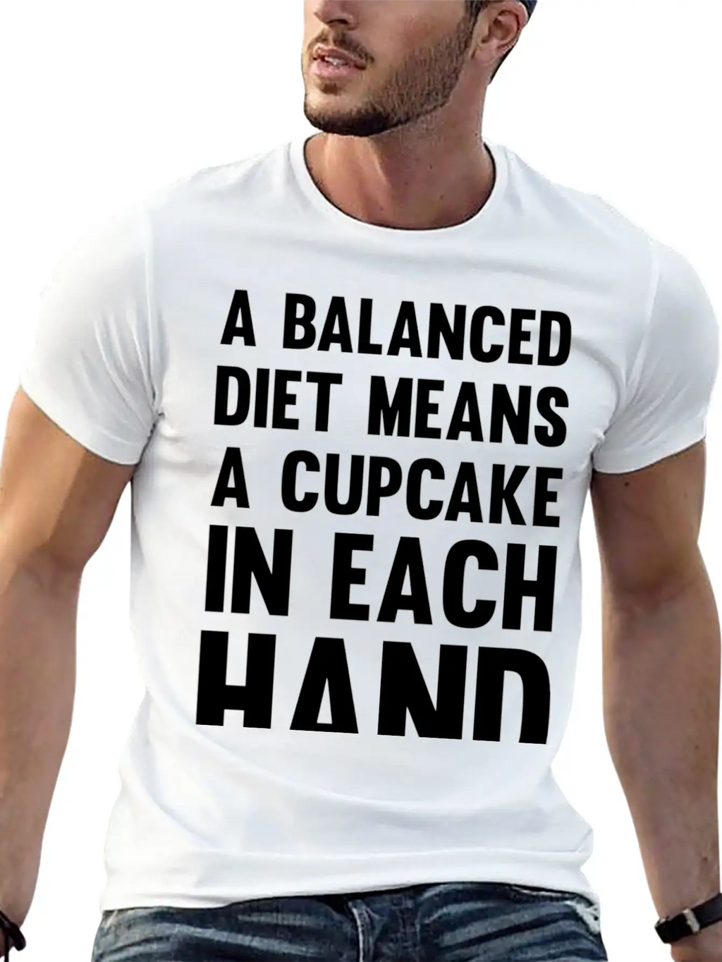 A Balanced Diet Means...| Funny Diet Saying Unisex Short Sleeve Soft Cotton T-Shirt – Casual Everyday Wear