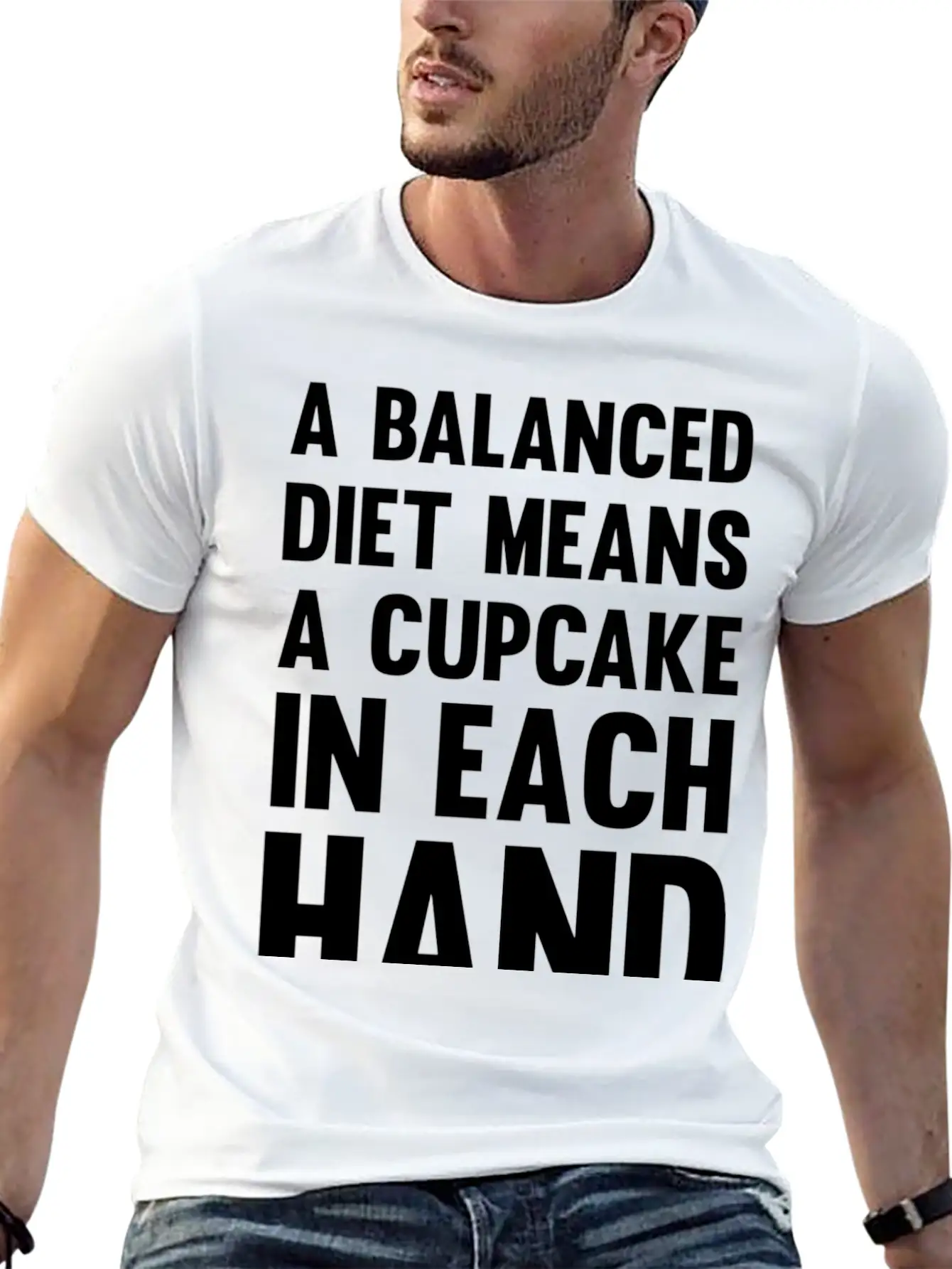 A Balanced Diet Means...| Funny Diet Saying Unisex Short Sleeve Soft Cotton T-Shirt – Casual Everyday Wear
