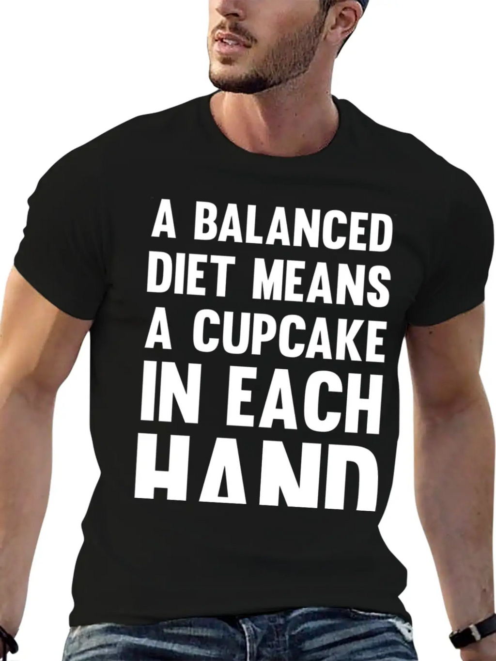 A Balanced Diet Means...| Funny Diet Saying Unisex Short Sleeve Soft Cotton T-Shirt – Casual Everyday Wear