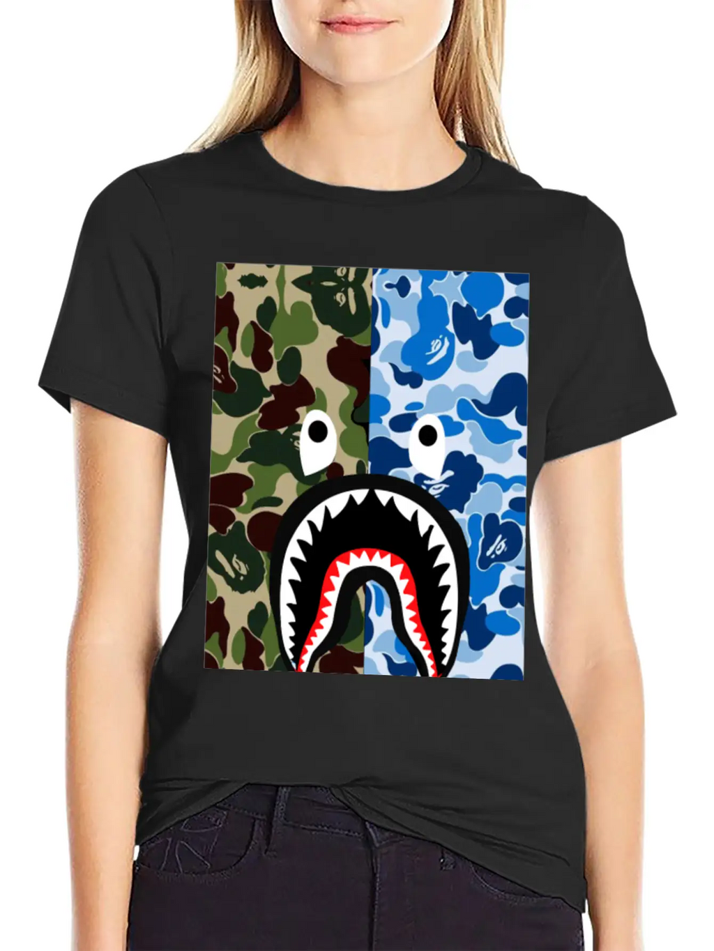 A Bathing Ape Blue Shark Stylish Everyday T-Shirt – Unisex Basic Cotton Tee