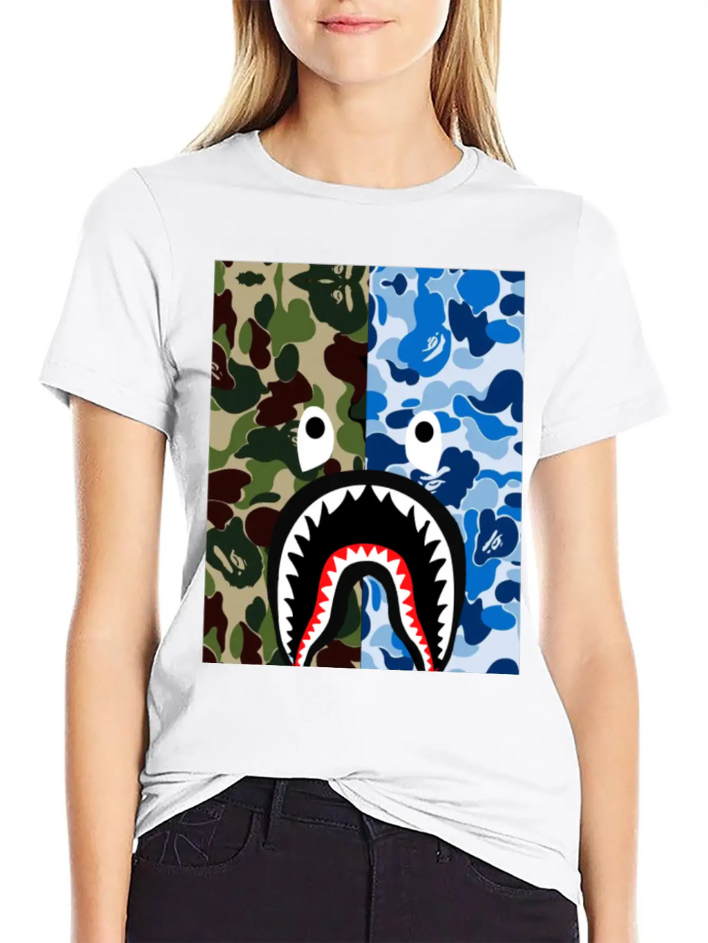 A Bathing Ape Blue Shark Stylish Everyday T-Shirt – Unisex Basic Cotton Tee