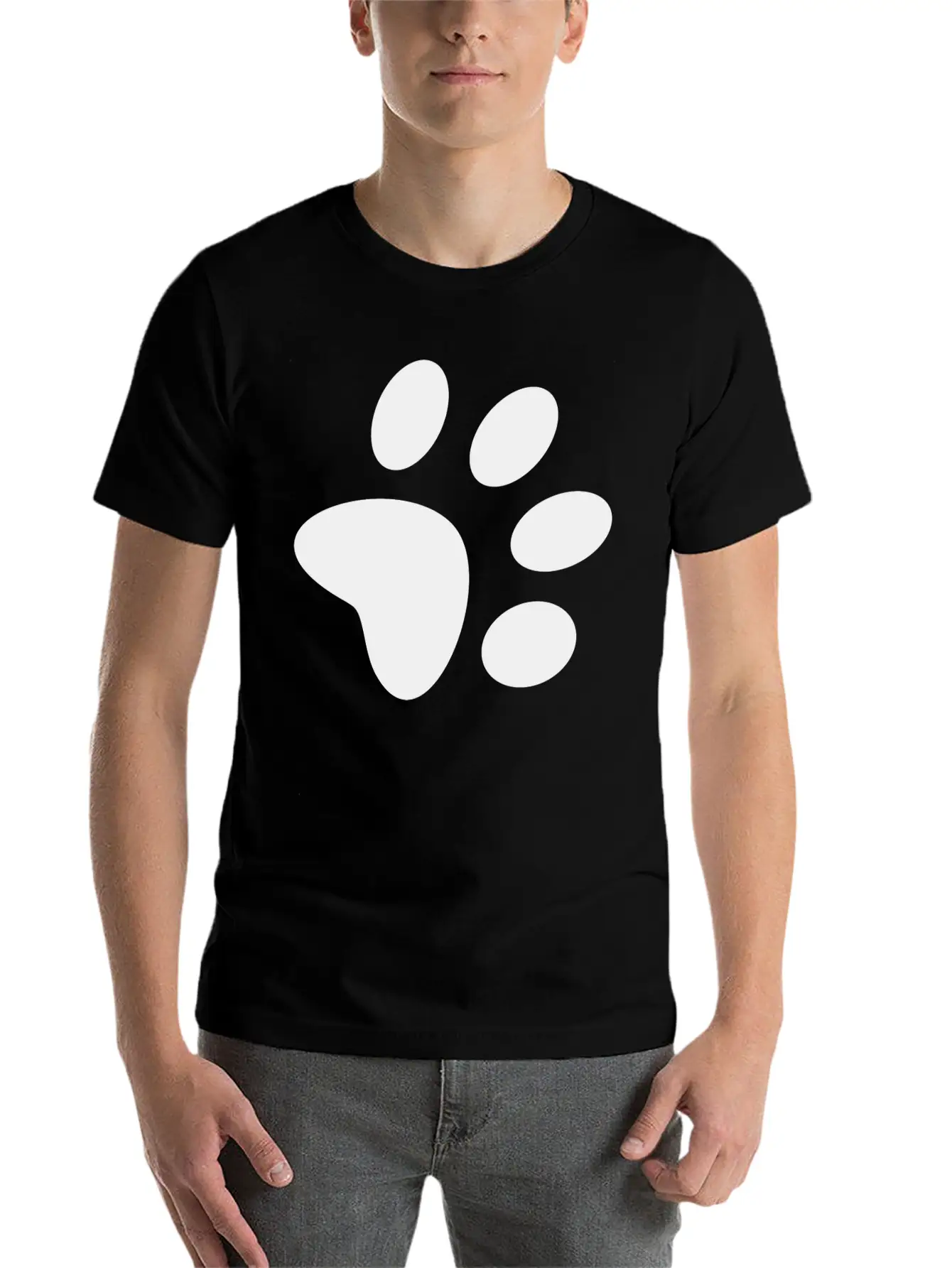 A Black Large Paw Vector Casual Graphic T-Shirt – Simple And Comfortable Daily Wear