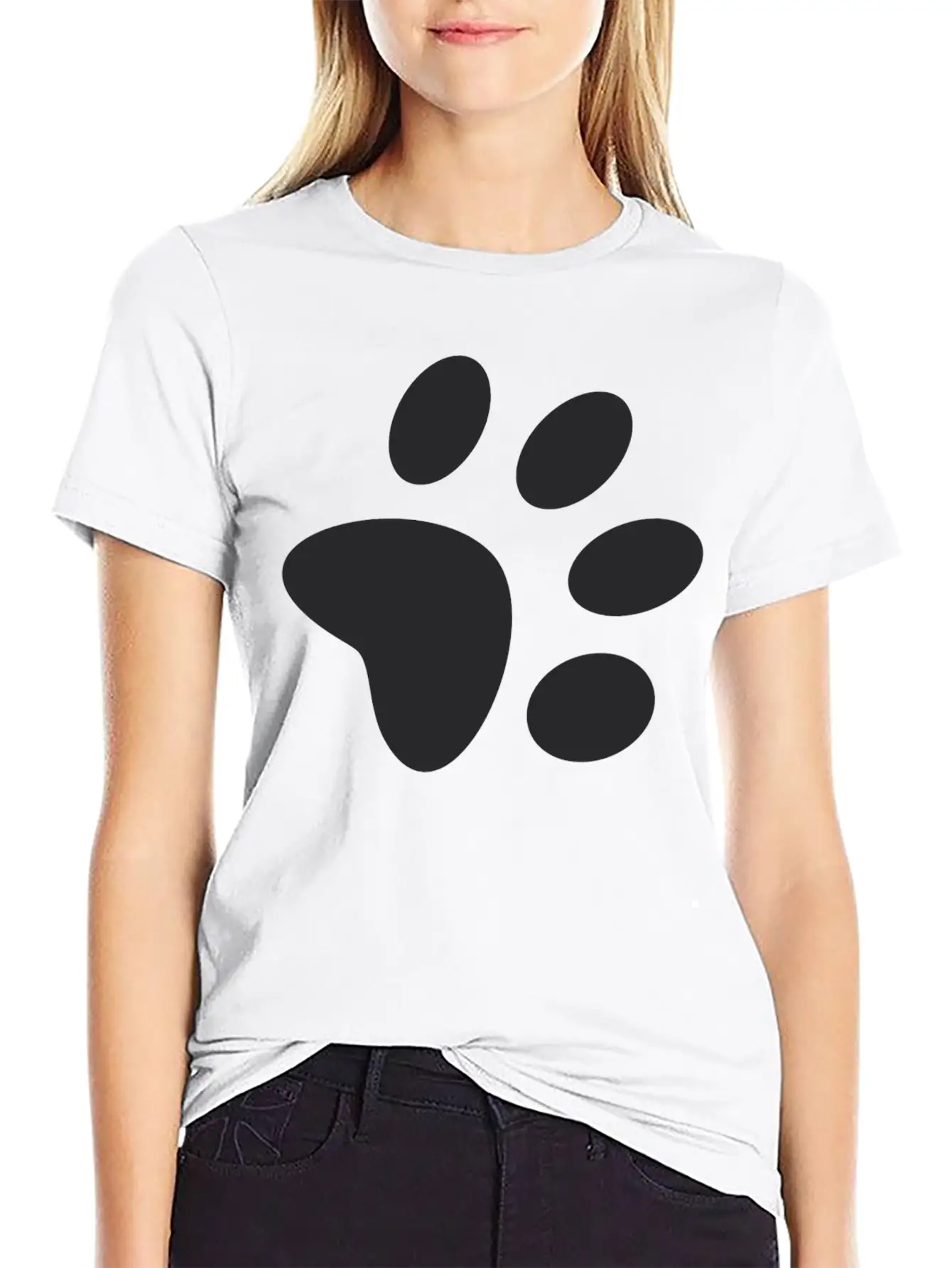 A Black Large Paw Vector Casual Graphic T-Shirt – Simple And Comfortable Daily Wear