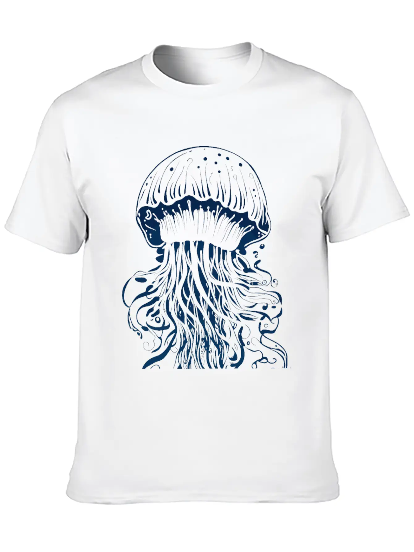 A Blue Jellyfish Ink Drawing Unisex Casual T-Shirt – Clean Design For Daily Comfort