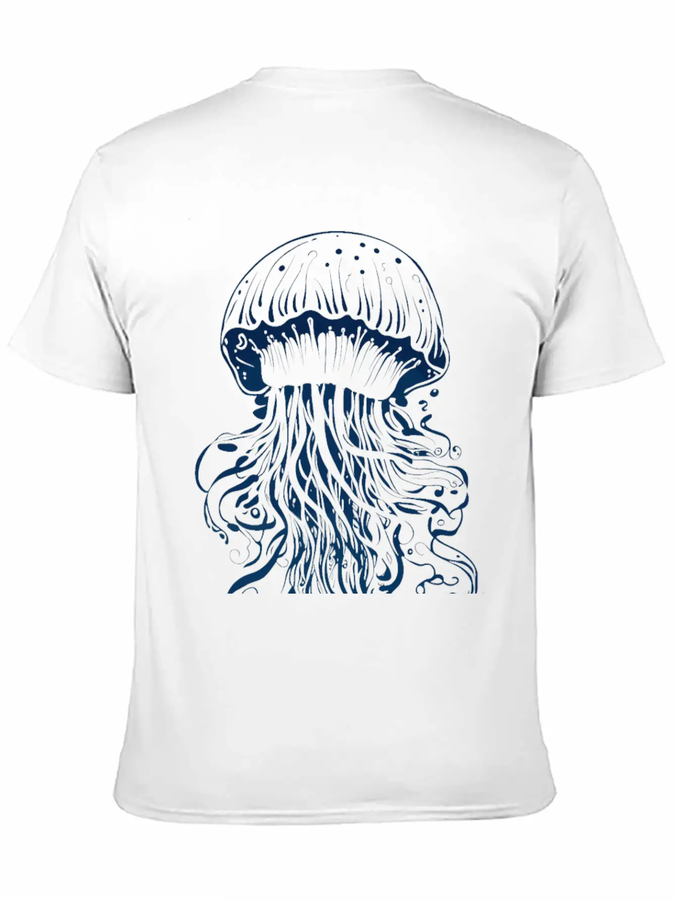 A Blue Jellyfish Ink Drawing Unisex Casual T-Shirt – Clean Design For Daily Comfort
