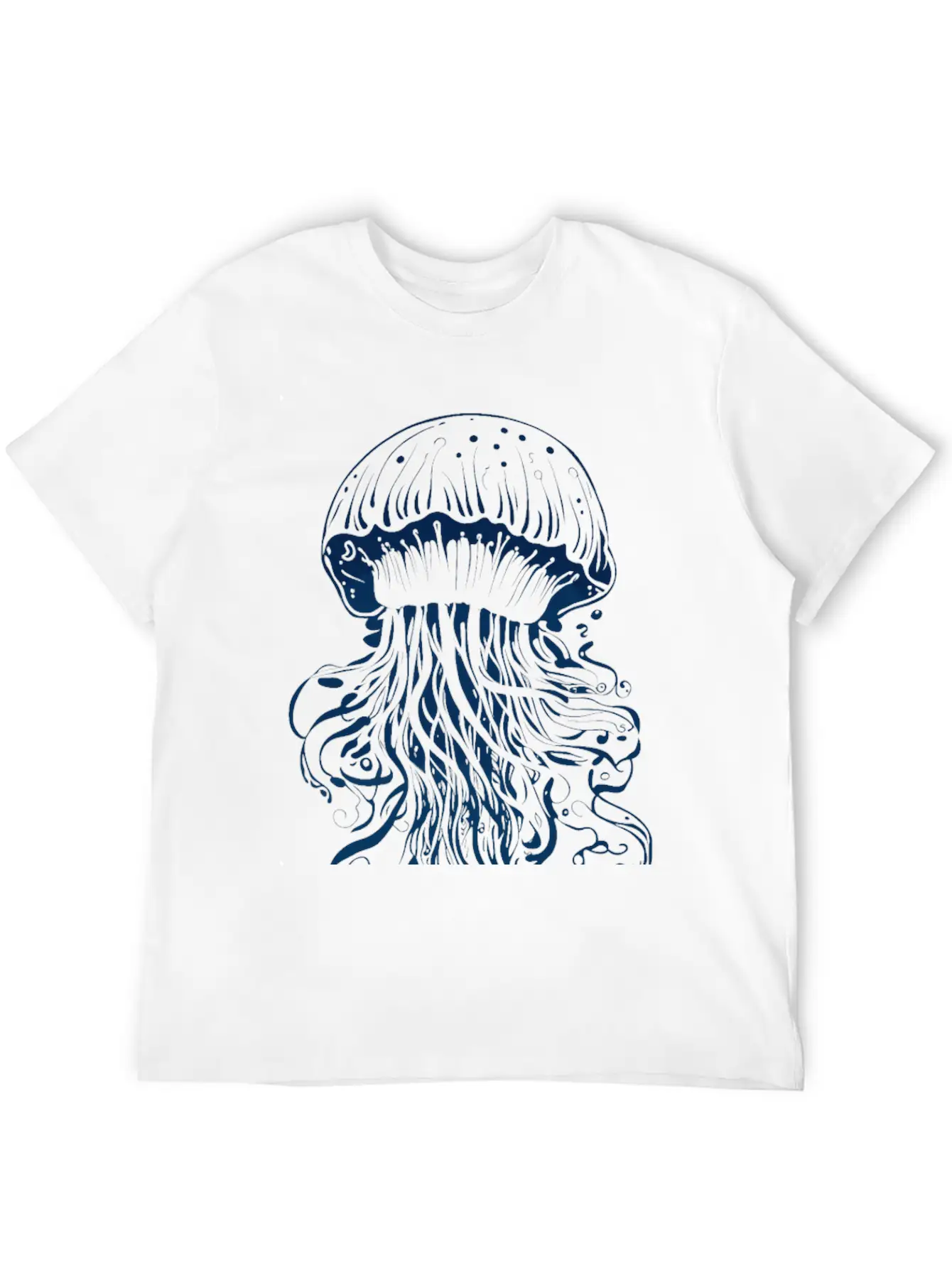 A Blue Jellyfish Ink Drawing Unisex Casual T-Shirt – Clean Design For Daily Comfort