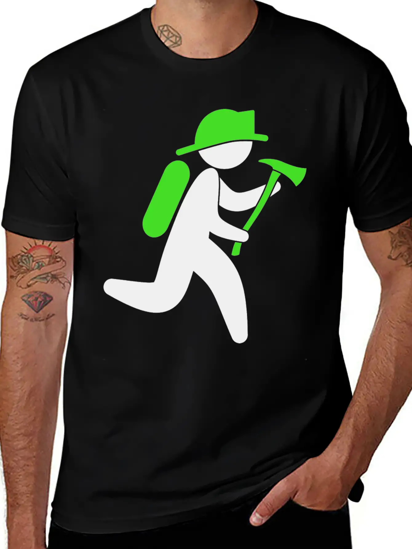 A Fireman With An Ax Casual Graphic T-Shirt – Simple And Comfortable Daily Wear