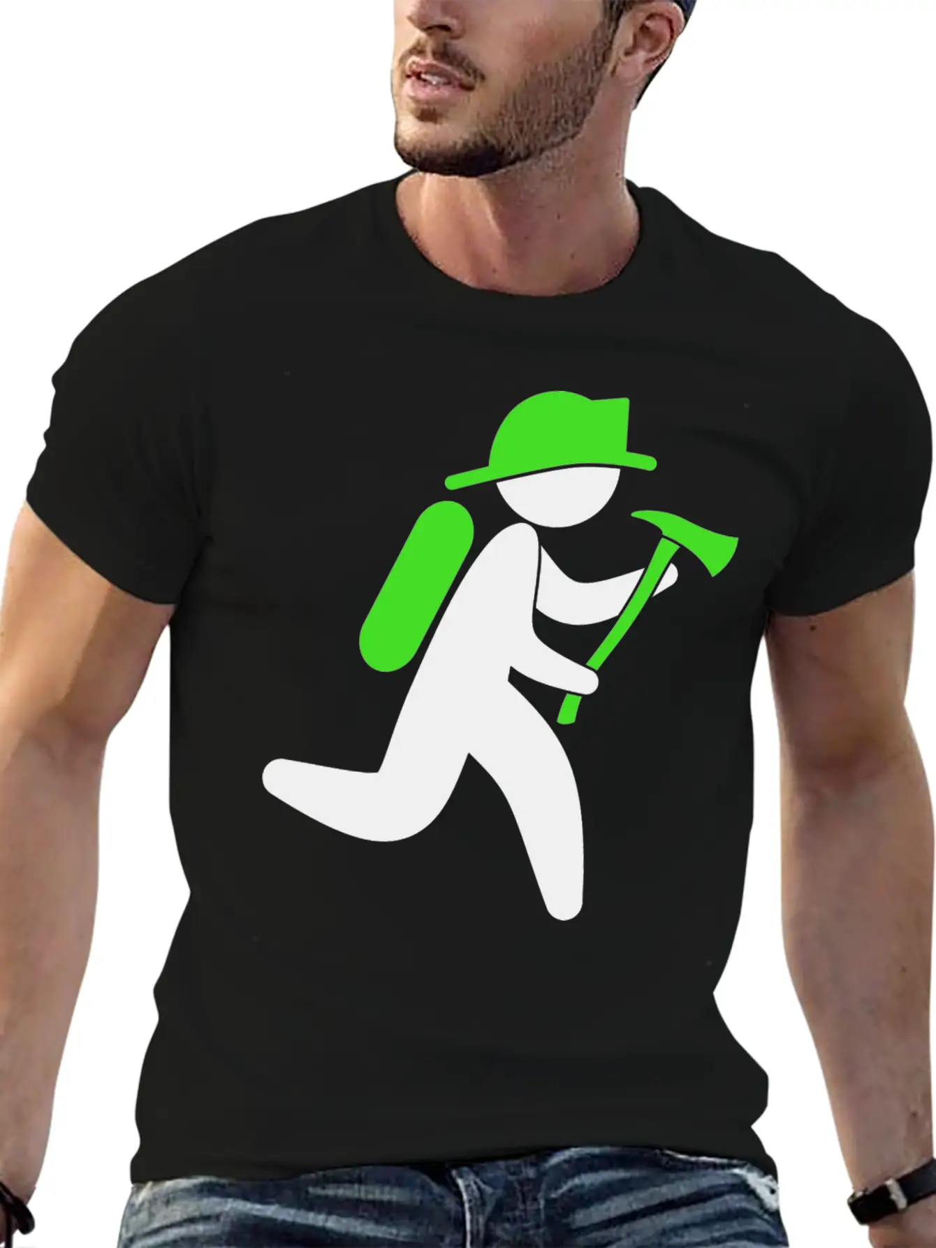 A Fireman With An Ax Casual Graphic T-Shirt – Simple And Comfortable Daily Wear
