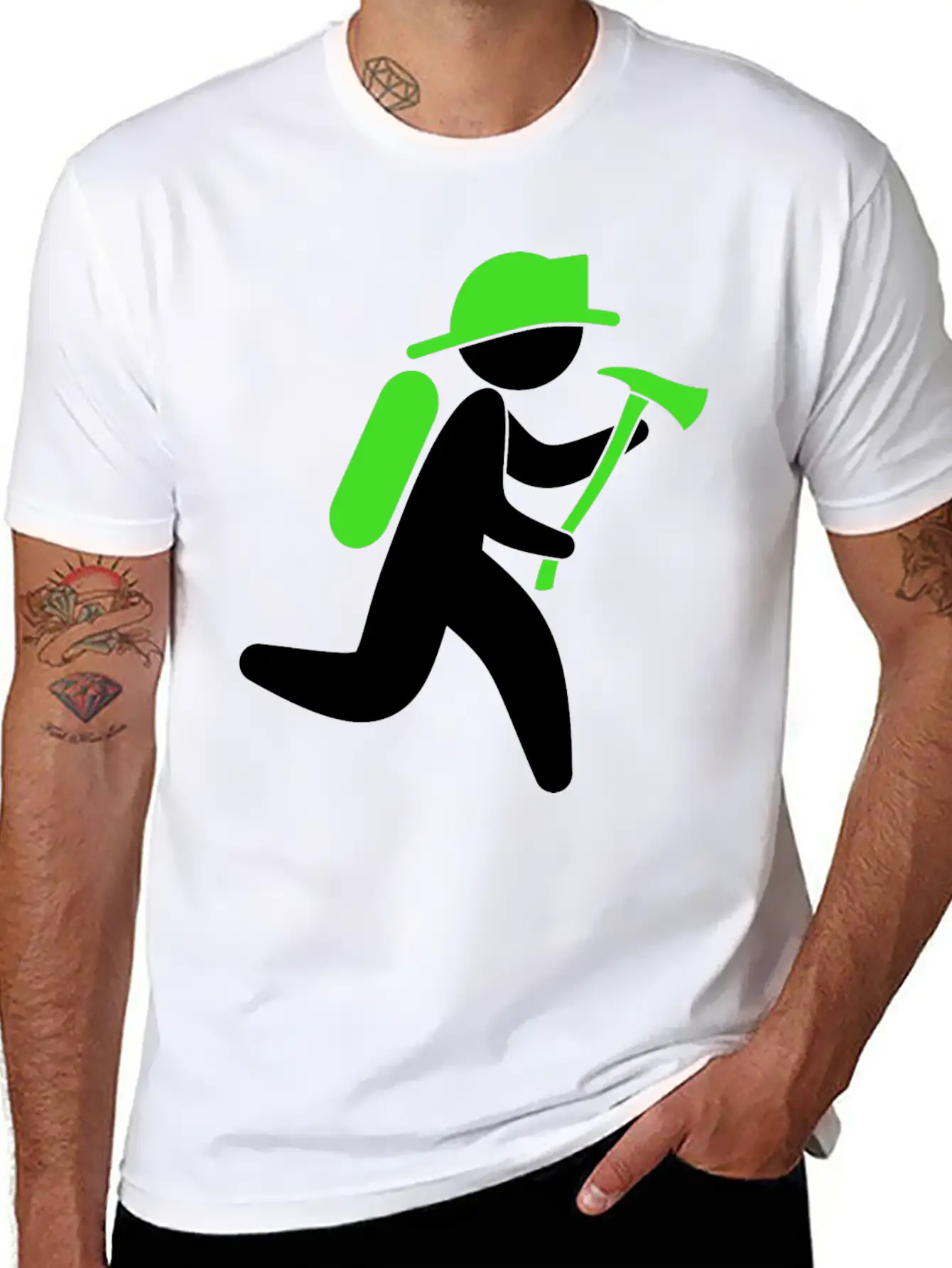 A Fireman With An Ax Casual Graphic T-Shirt – Simple And Comfortable Daily Wear