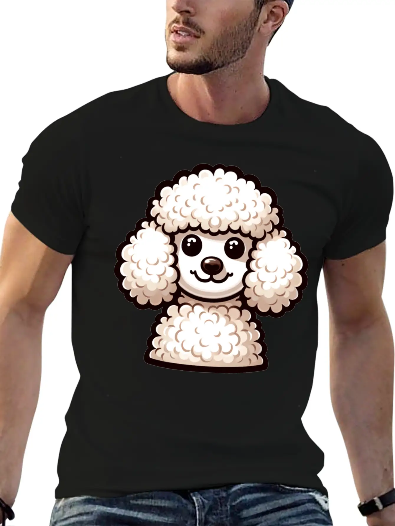 A Fluffy Poodle In Full Bloom Looking Soft Unisex Short Sleeve Soft Cotton T-Shirt – Casual Everyday Wear