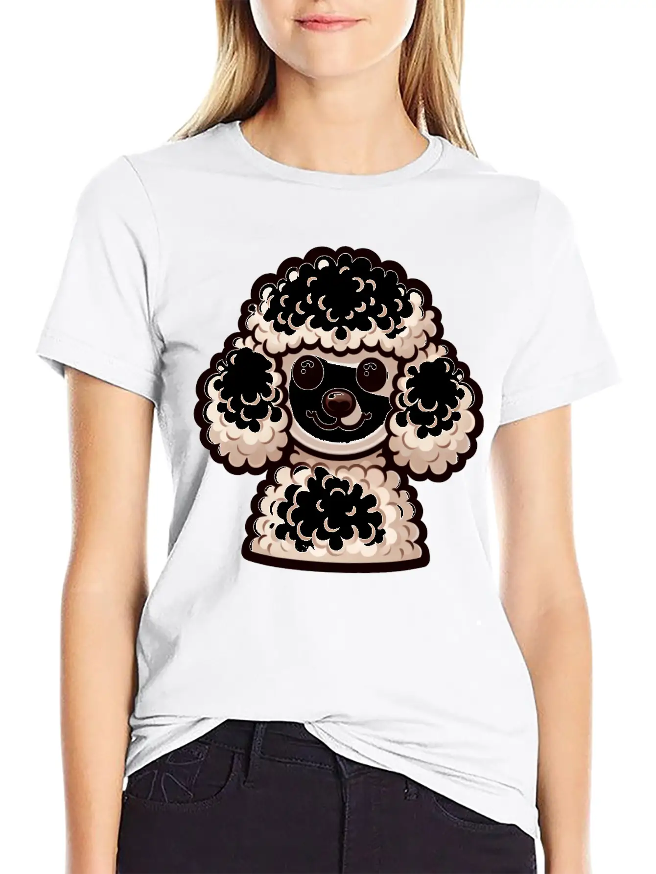 A Fluffy Poodle In Full Bloom Looking Soft Unisex Short Sleeve Soft Cotton T-Shirt – Casual Everyday Wear