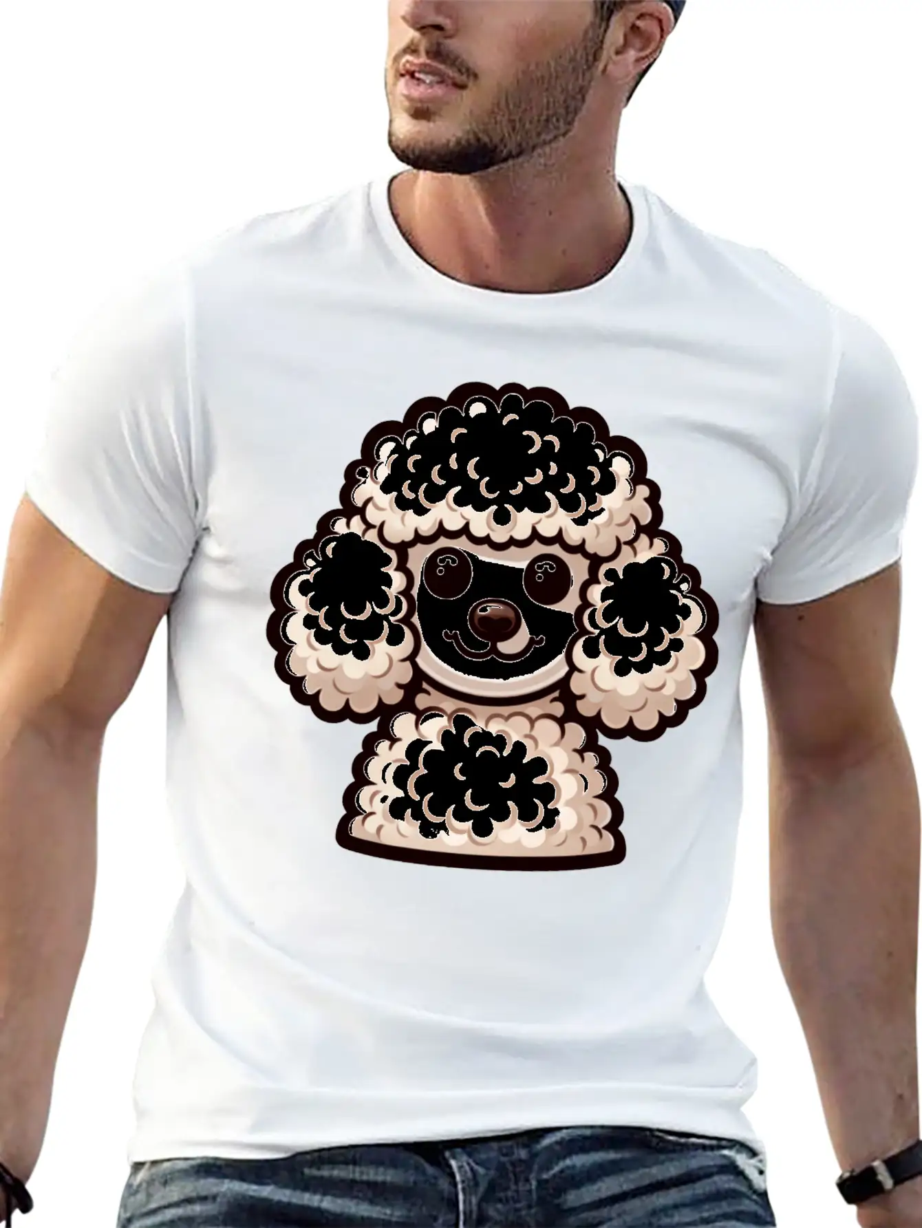 A Fluffy Poodle In Full Bloom Looking Soft Unisex Short Sleeve Soft Cotton T-Shirt – Casual Everyday Wear