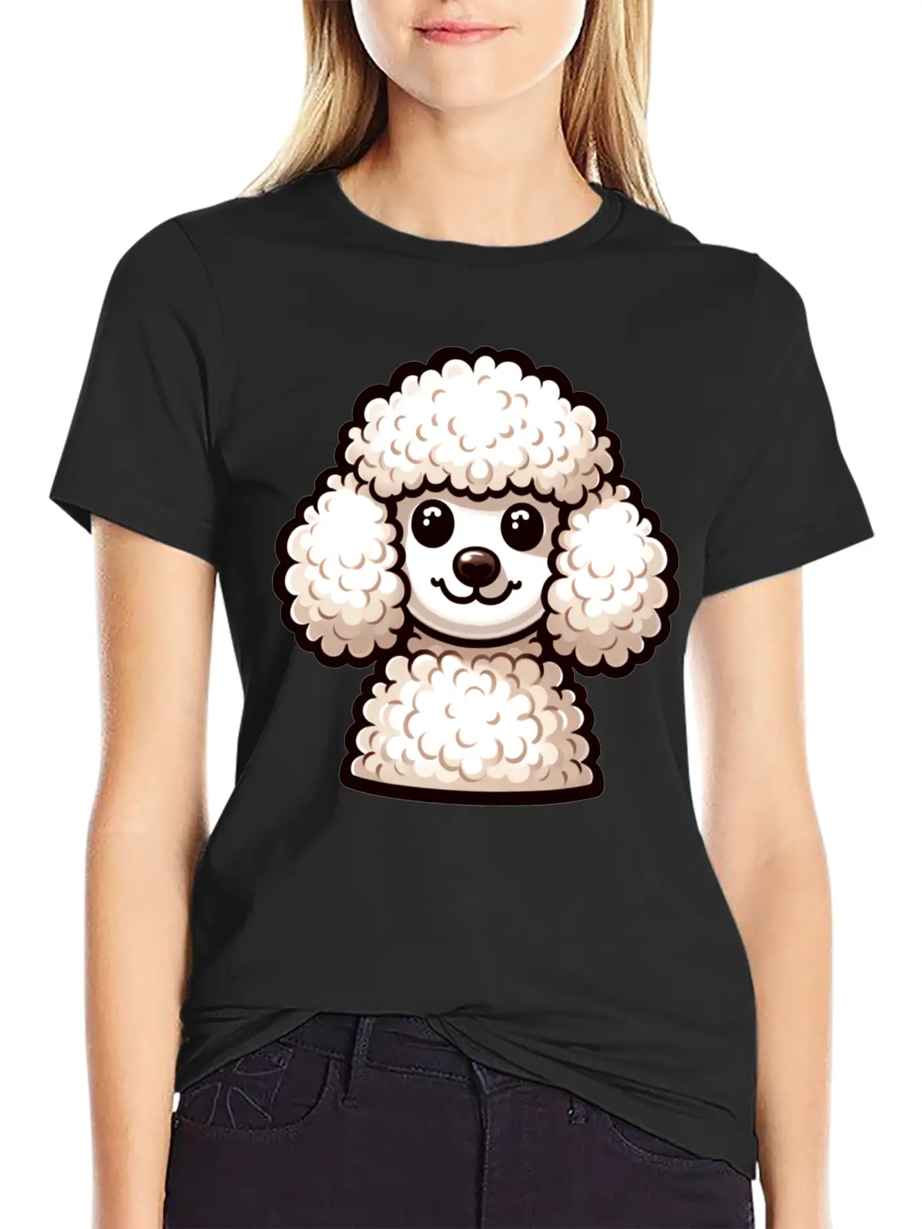 A Fluffy Poodle In Full Bloom Looking Soft Unisex Short Sleeve Soft Cotton T-Shirt – Casual Everyday Wear