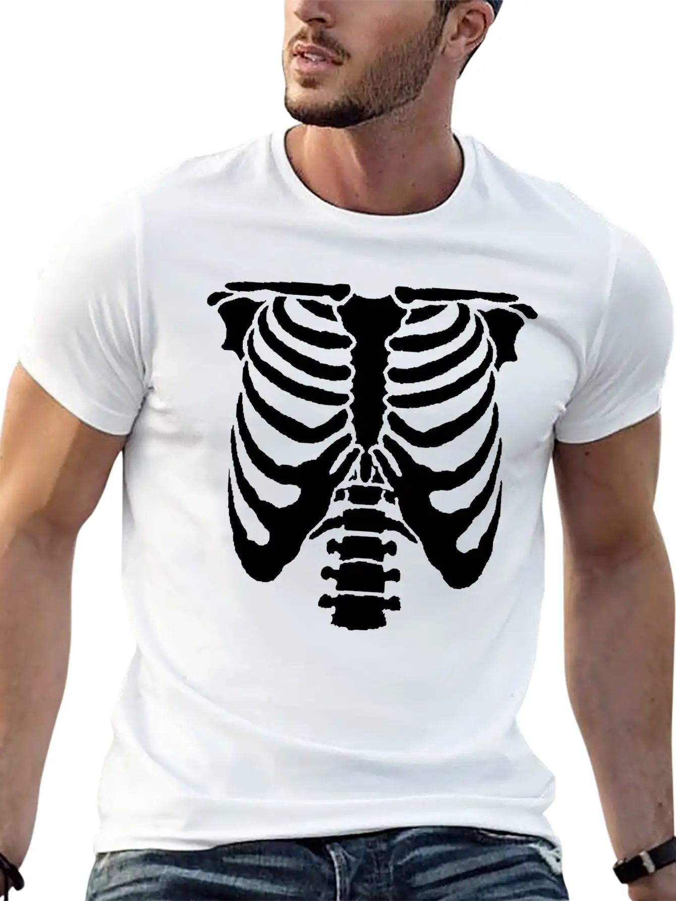 A Human Rib Cage Great For Halloween Events And Unisex Casual T-Shirt – Clean Design For Daily Comfort
