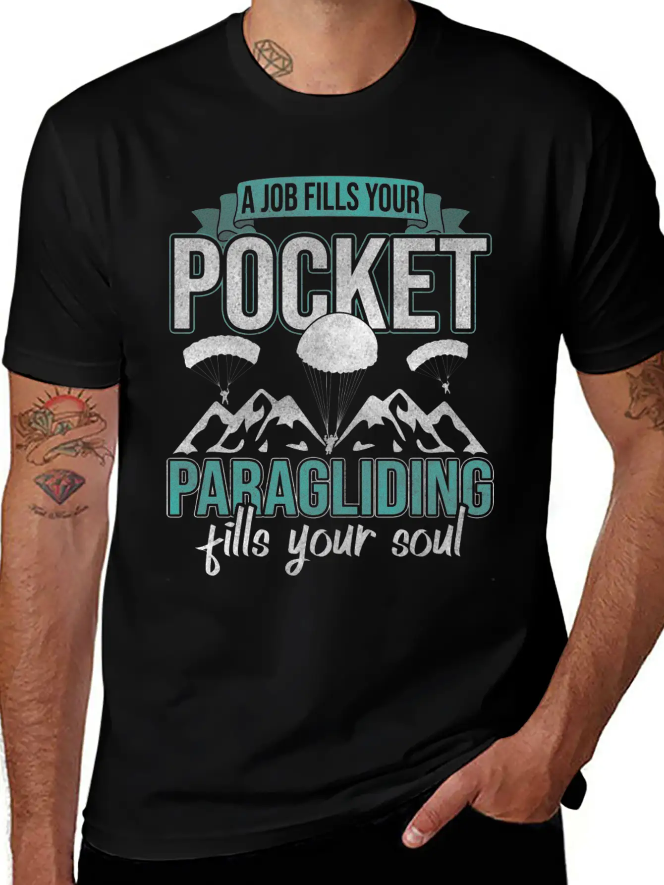 A Job Fills Pocket Paragliding Your Soul Essential Cotton Tee For Daily Outfits – Unisex Style