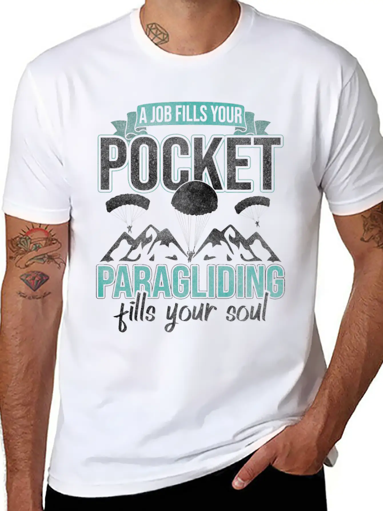 A Job Fills Pocket Paragliding Your Soul Essential Cotton Tee For Daily Outfits – Unisex Style
