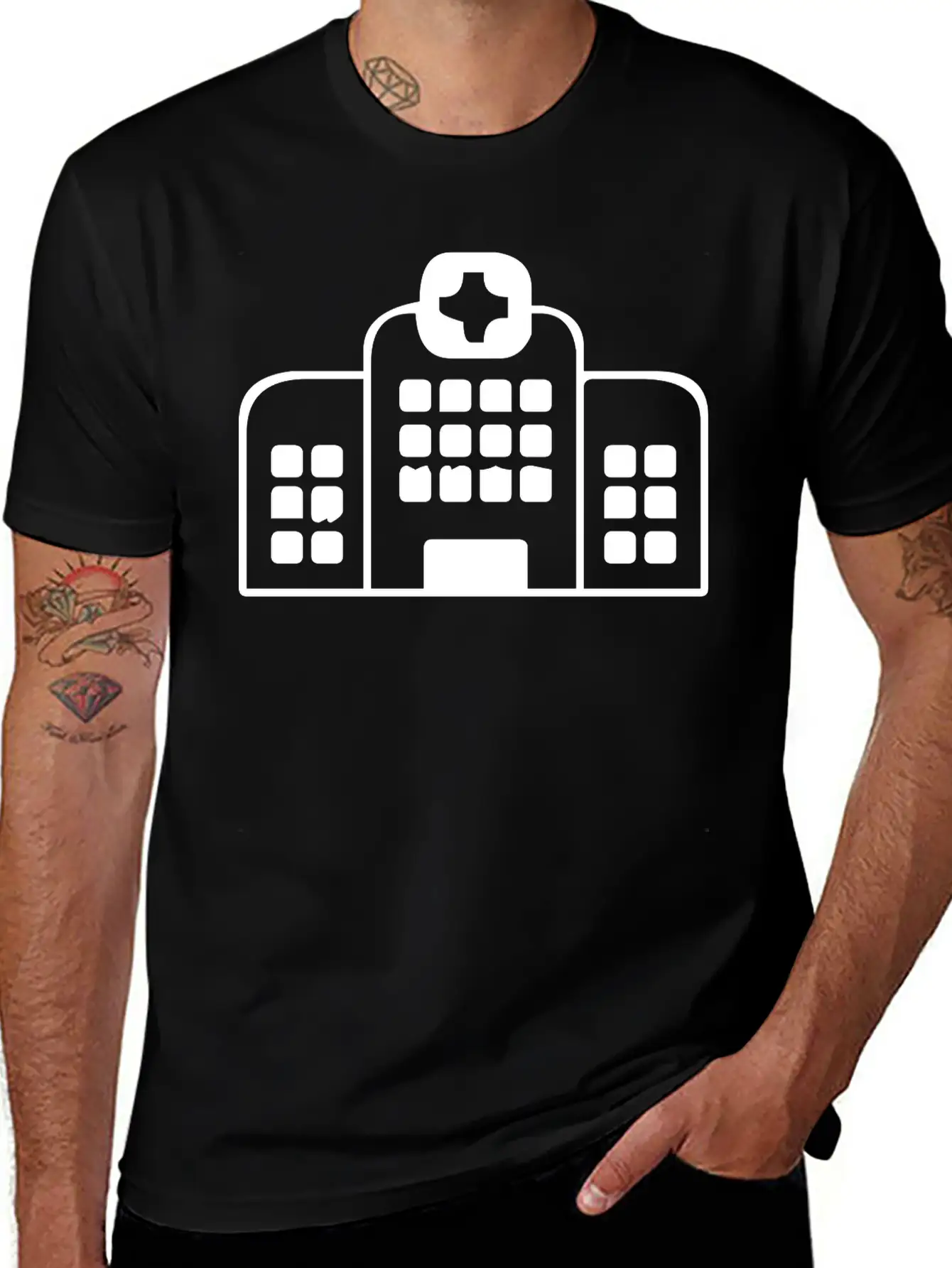 A Large Hospital Building Essential Cotton Tee For Daily Outfits – Unisex Style