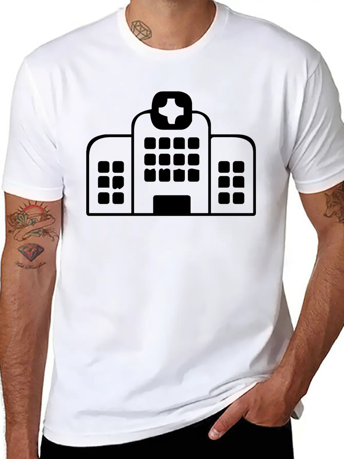 A Large Hospital Building Essential Cotton Tee For Daily Outfits – Unisex Style