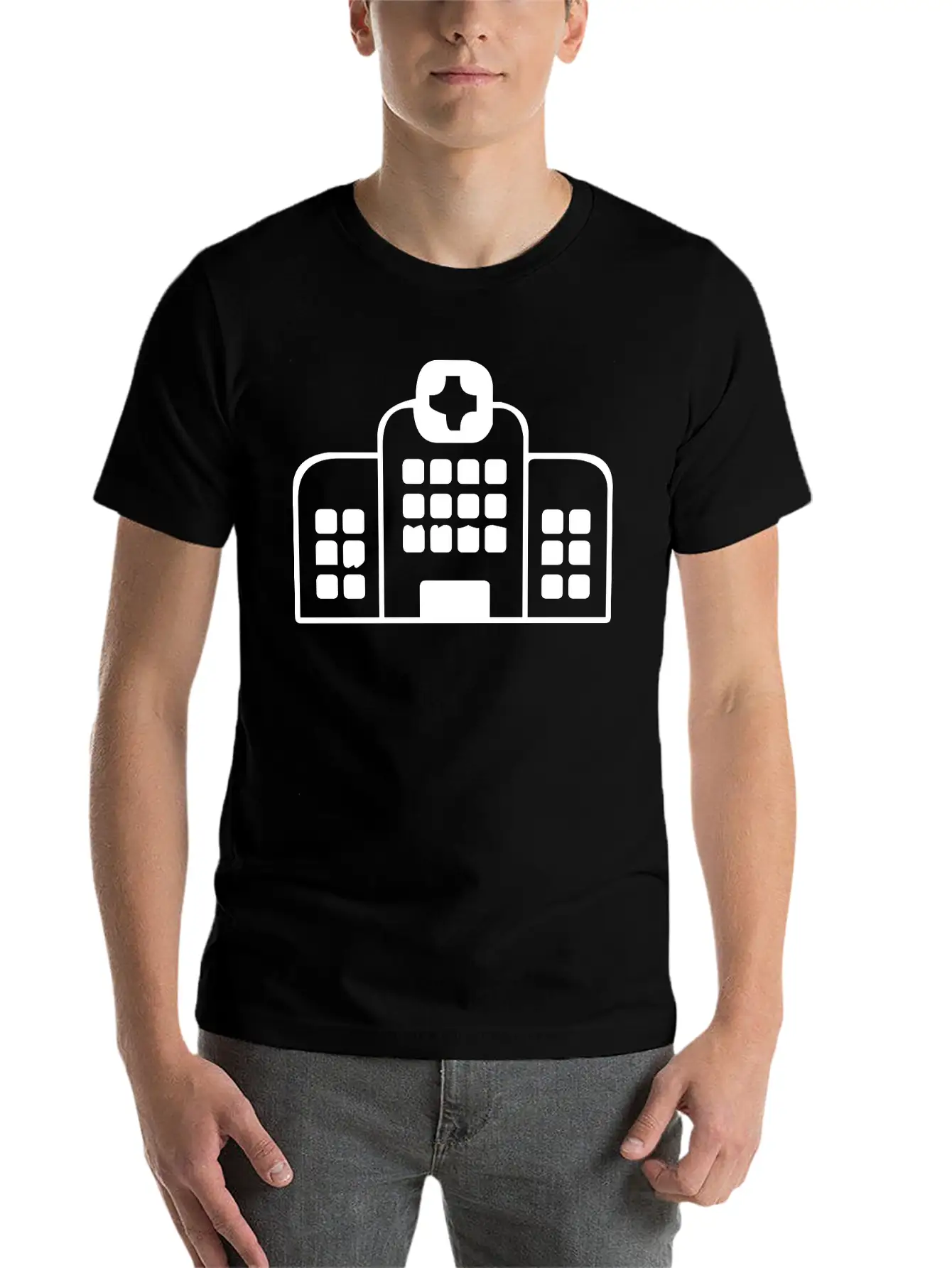 A Large Hospital Building Essential Cotton Tee For Daily Outfits – Unisex Style