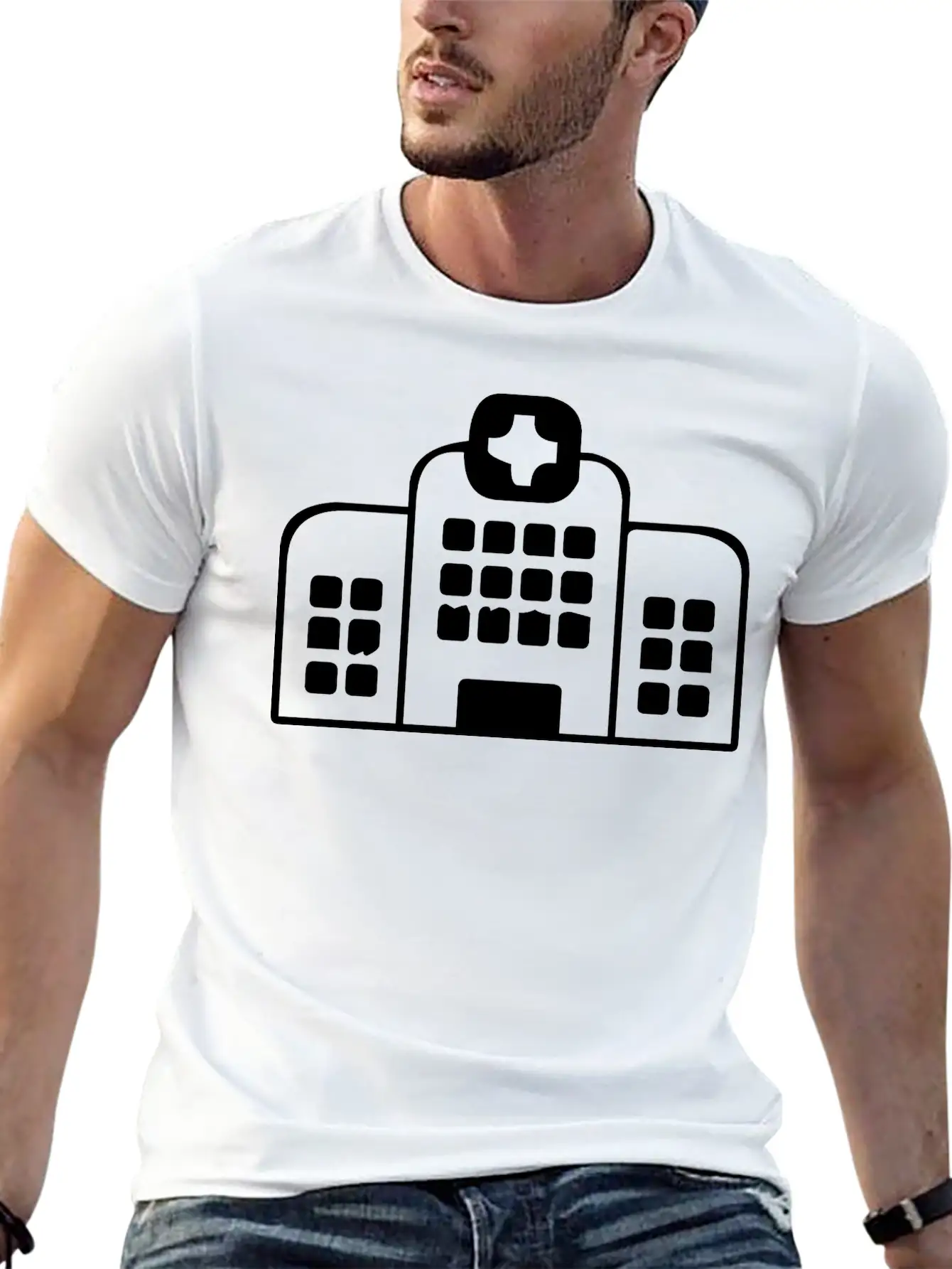A Large Hospital Building Essential Cotton Tee For Daily Outfits – Unisex Style