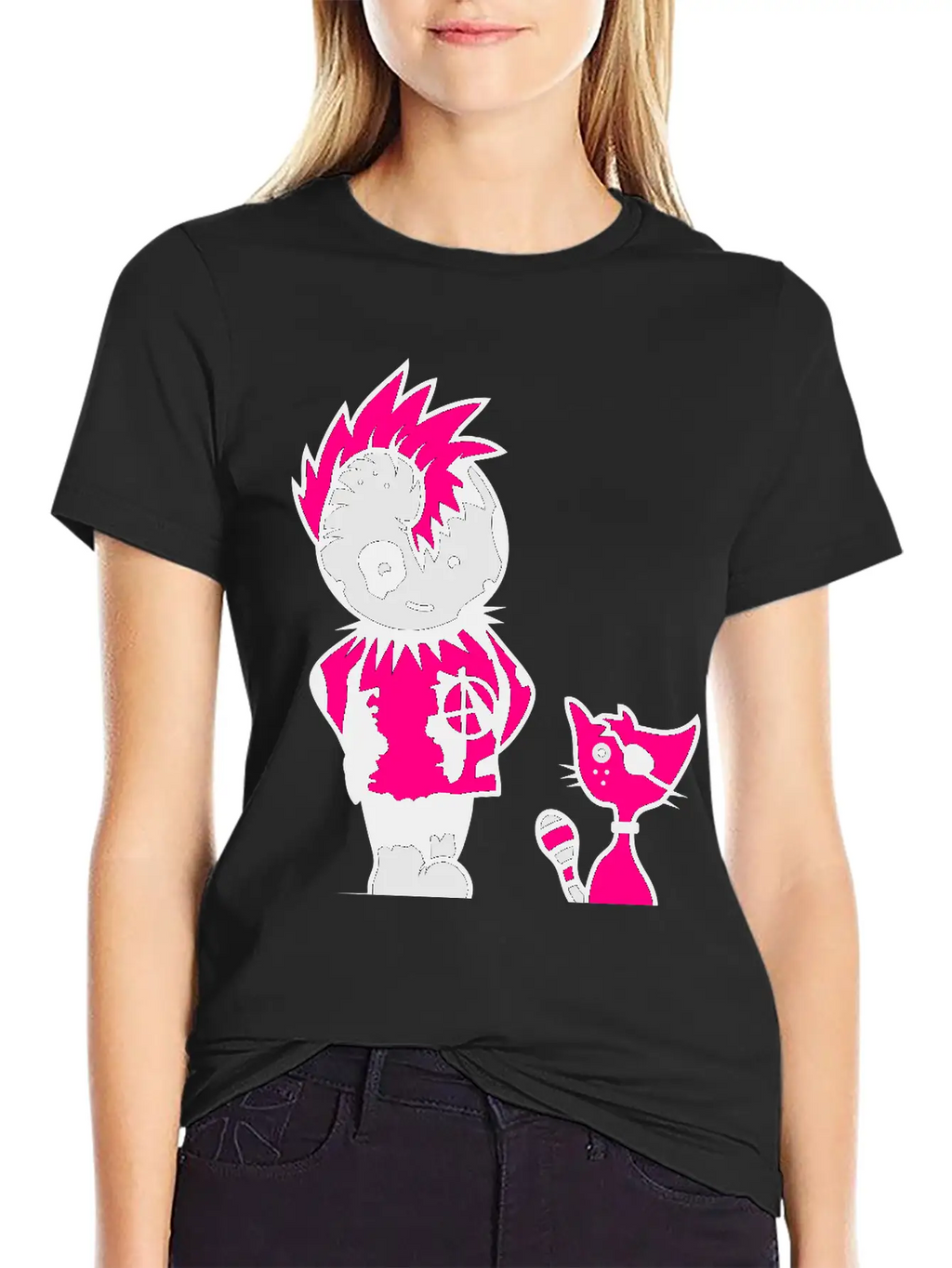 A Little Punk With A Little Cat Breathable Soft Cotton T-Shirt – Timeless Casual Look