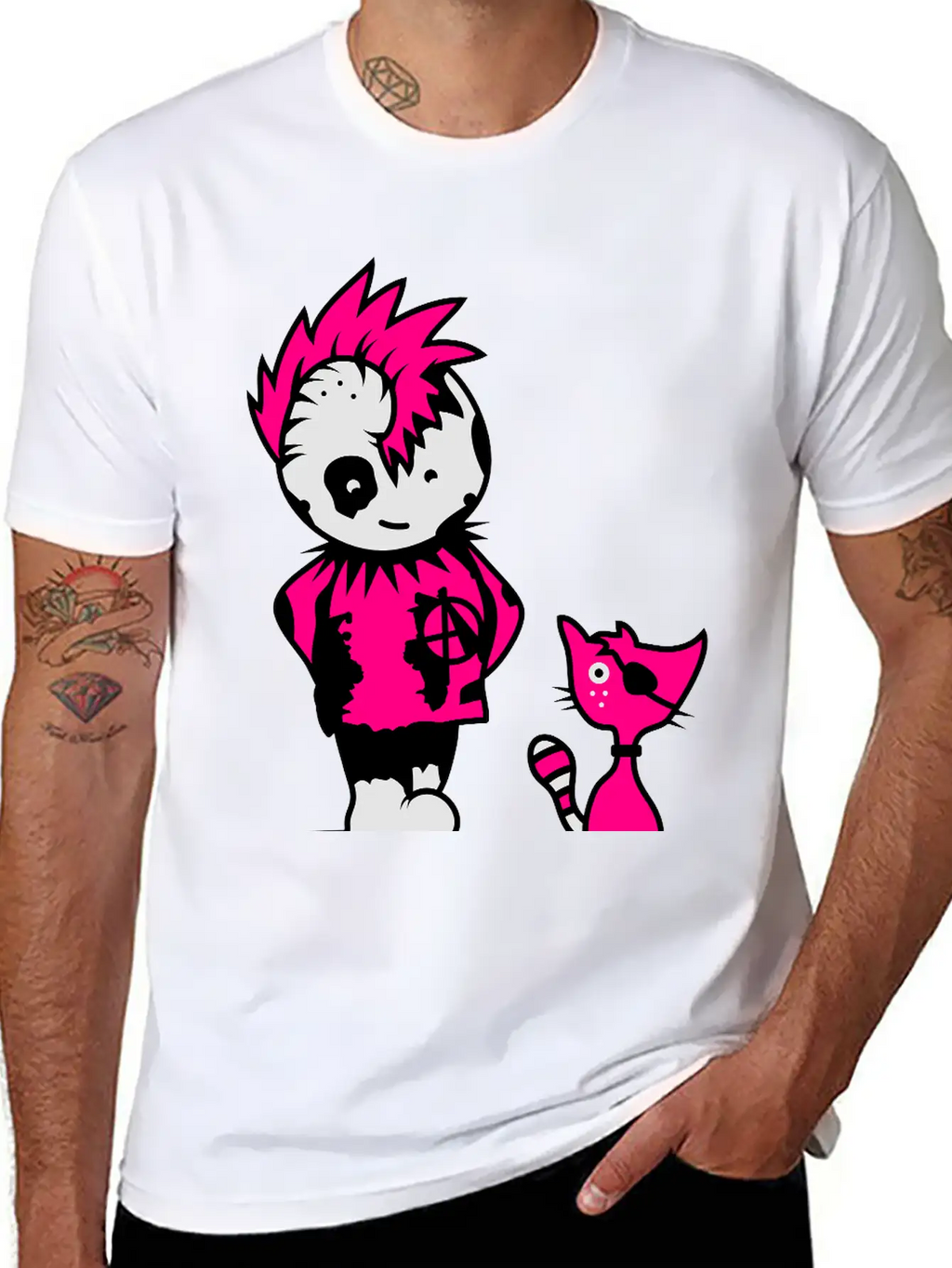 A Little Punk With A Little Cat Breathable Soft Cotton T-Shirt – Timeless Casual Look