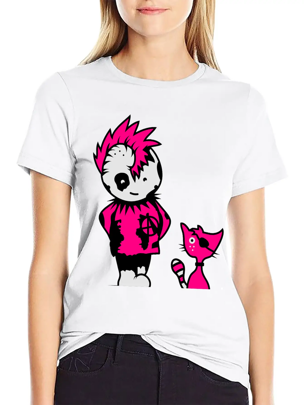 A Little Punk With A Little Cat Breathable Soft Cotton T-Shirt – Timeless Casual Look