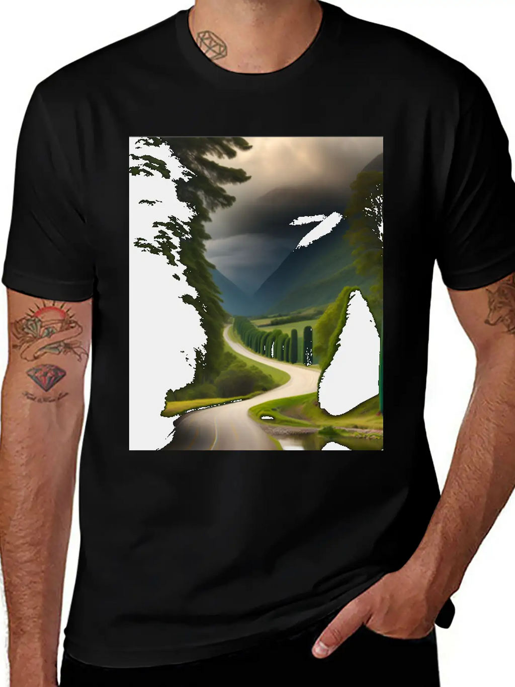 A Meandering Pathway With A Tunnel Of Trees Arched Breathable Soft Cotton T-Shirt – Timeless Casual Look