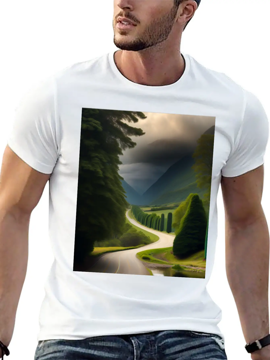 A Meandering Pathway With A Tunnel Of Trees Arched Breathable Soft Cotton T-Shirt – Timeless Casual Look