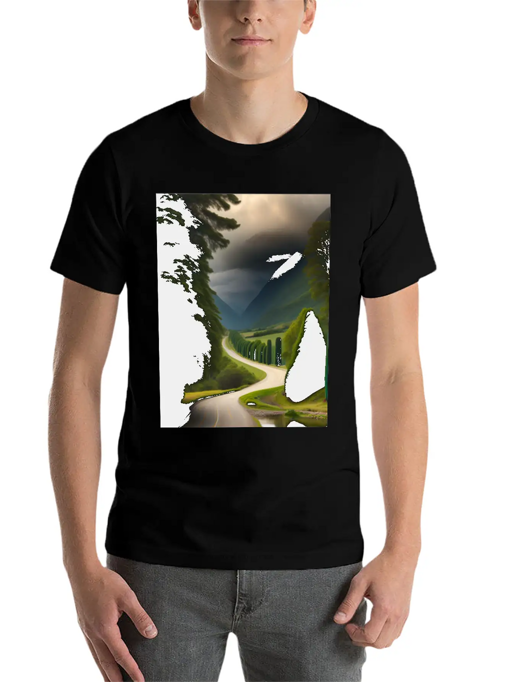 A Meandering Pathway With A Tunnel Of Trees Arched Breathable Soft Cotton T-Shirt – Timeless Casual Look